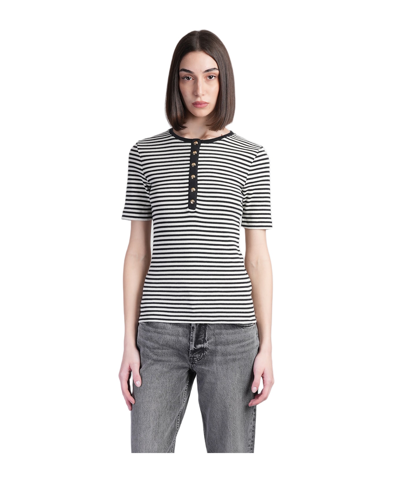 Anine Bing Alessia T-shirt In Black Cotton - black