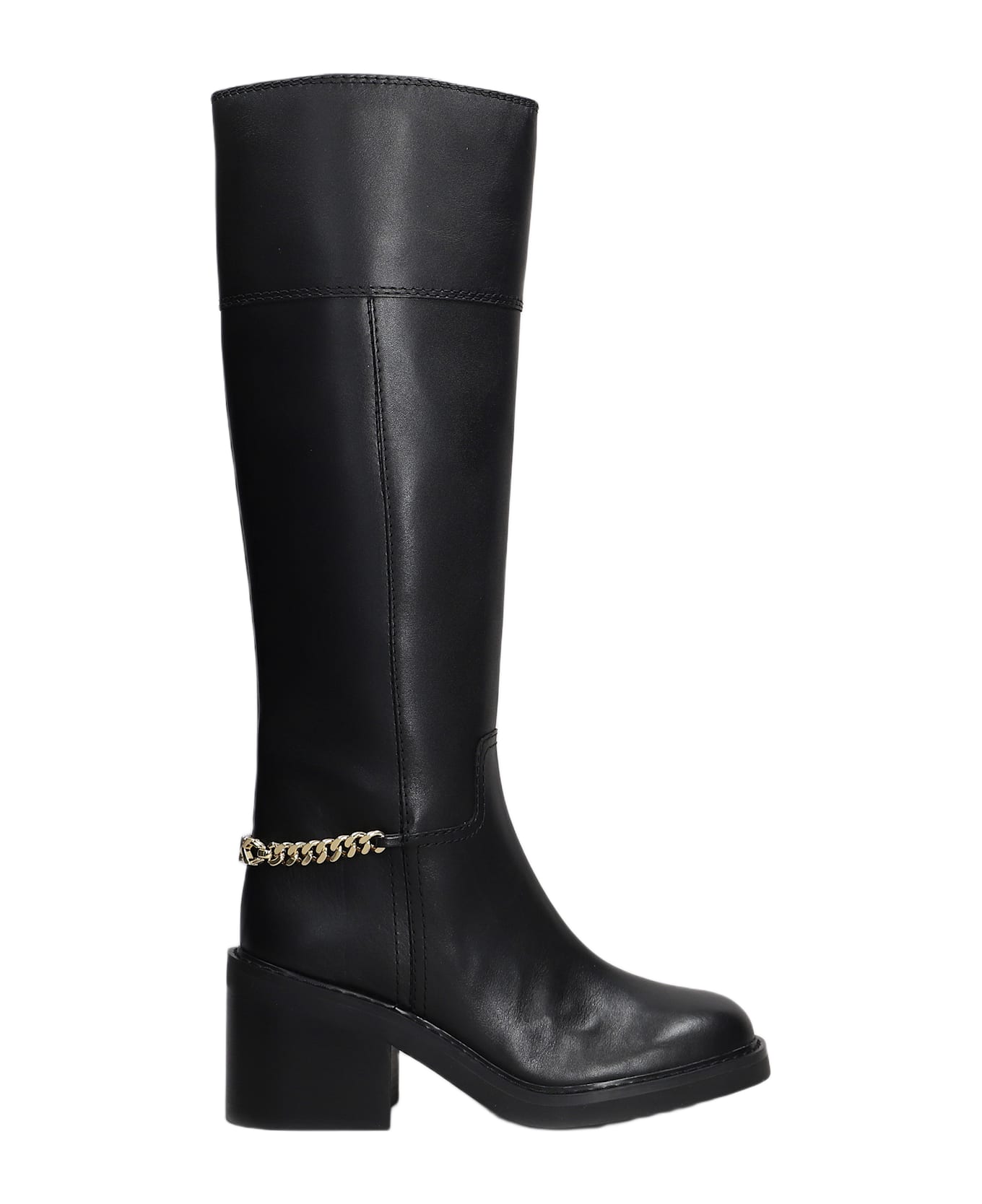 Michael Kors Carlisse Boot High Heels Boots In Black Leather - black