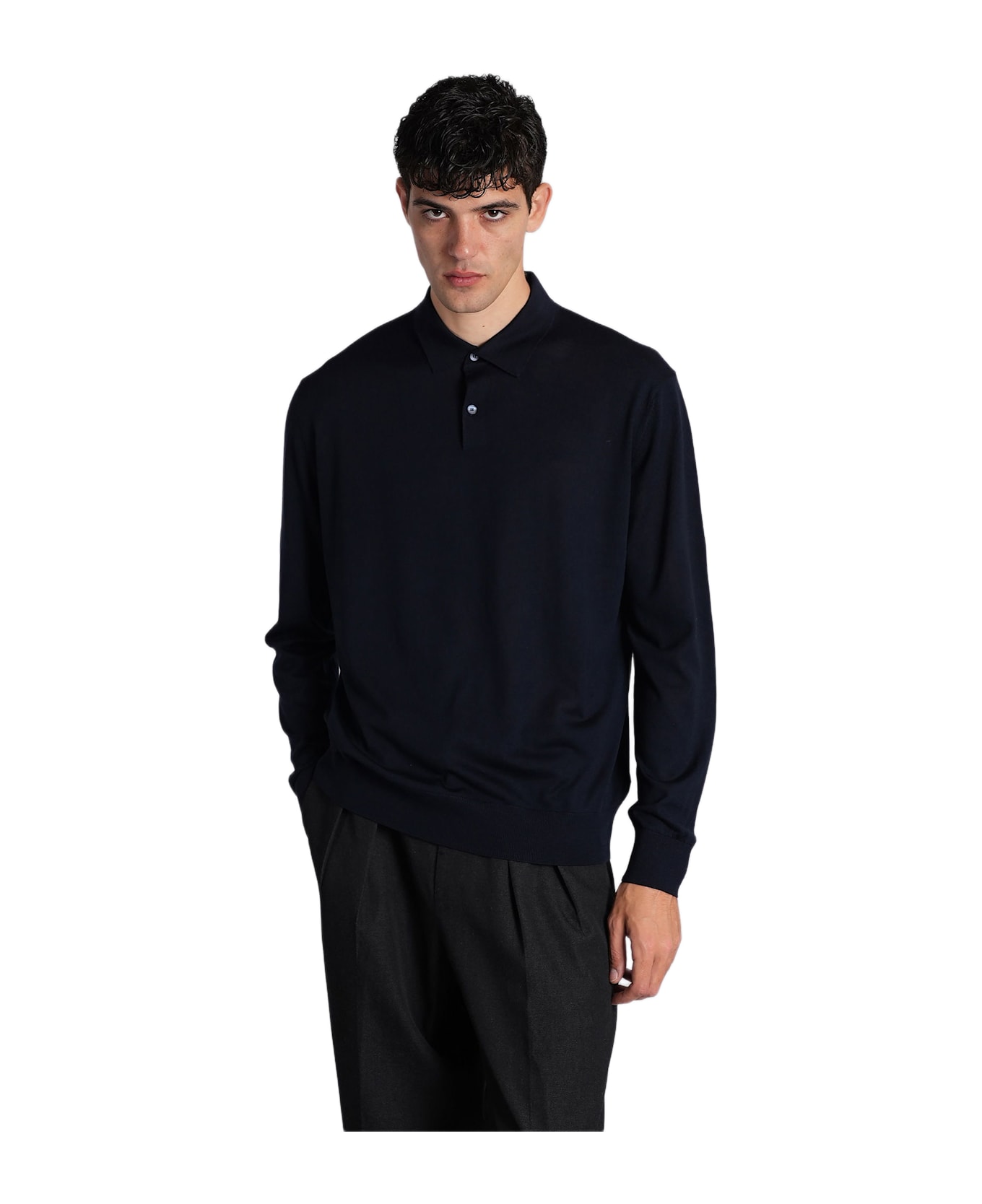 Ballantyne Polo In Blue Wool - blue