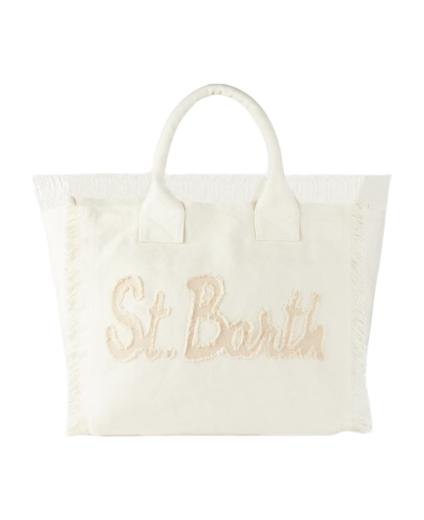 MC2 Saint Barth Vanity Canvas Shoulder Bag With St. Barth Patch - WHITE
