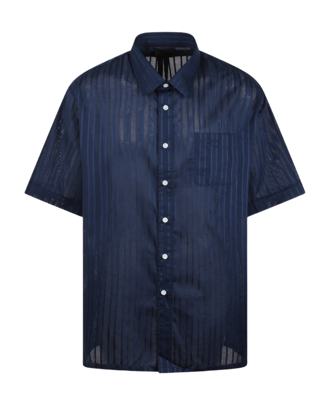 Givenchy Striped Cotton Voile Shirt - Blue