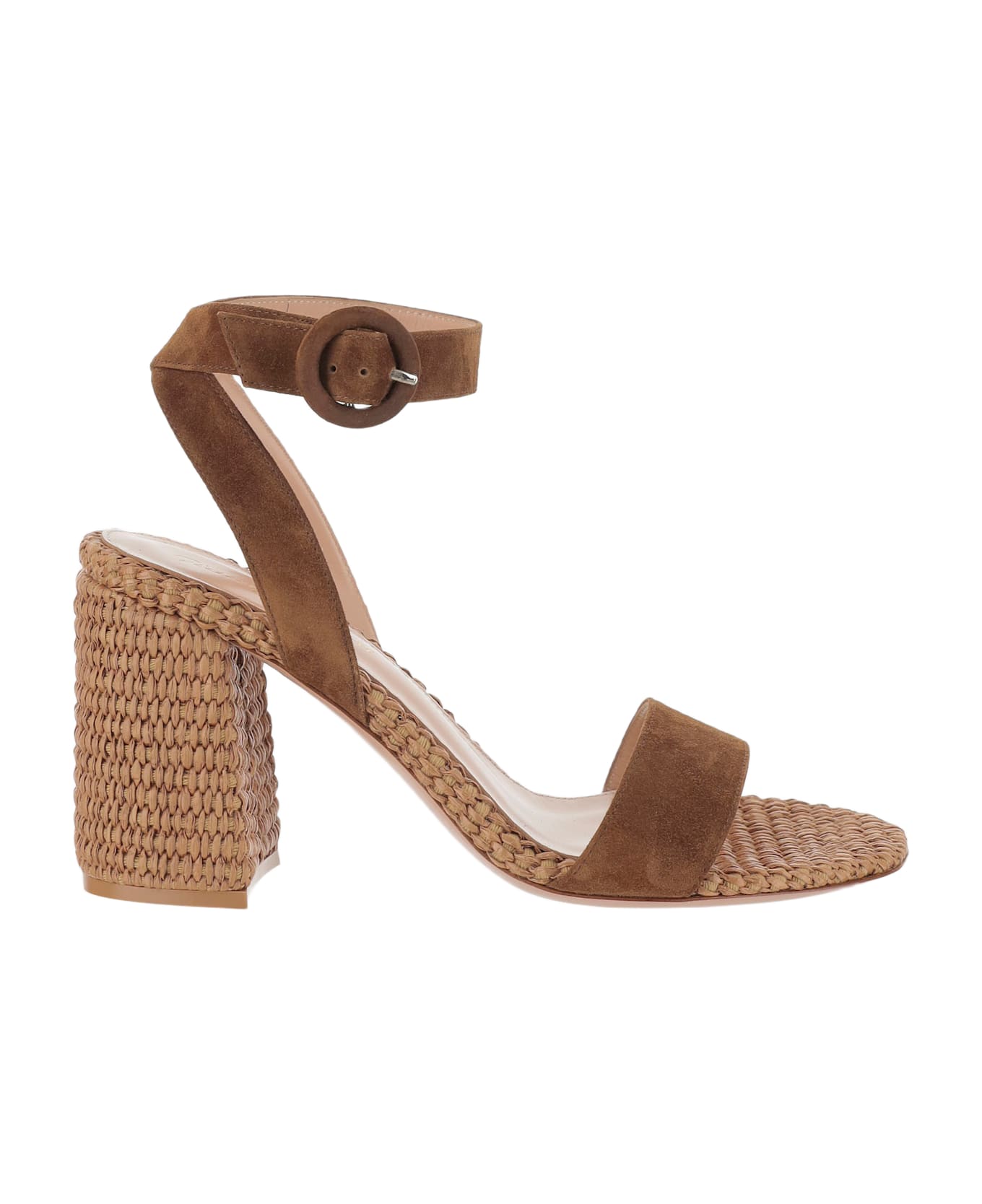 Gianvito Rossi Suede And Raffia Sandals - TEXAS CUOIO