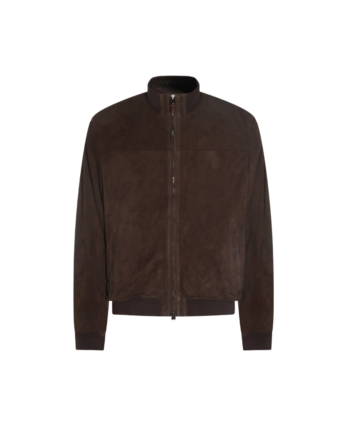 Canali Brown Leather Jacket
