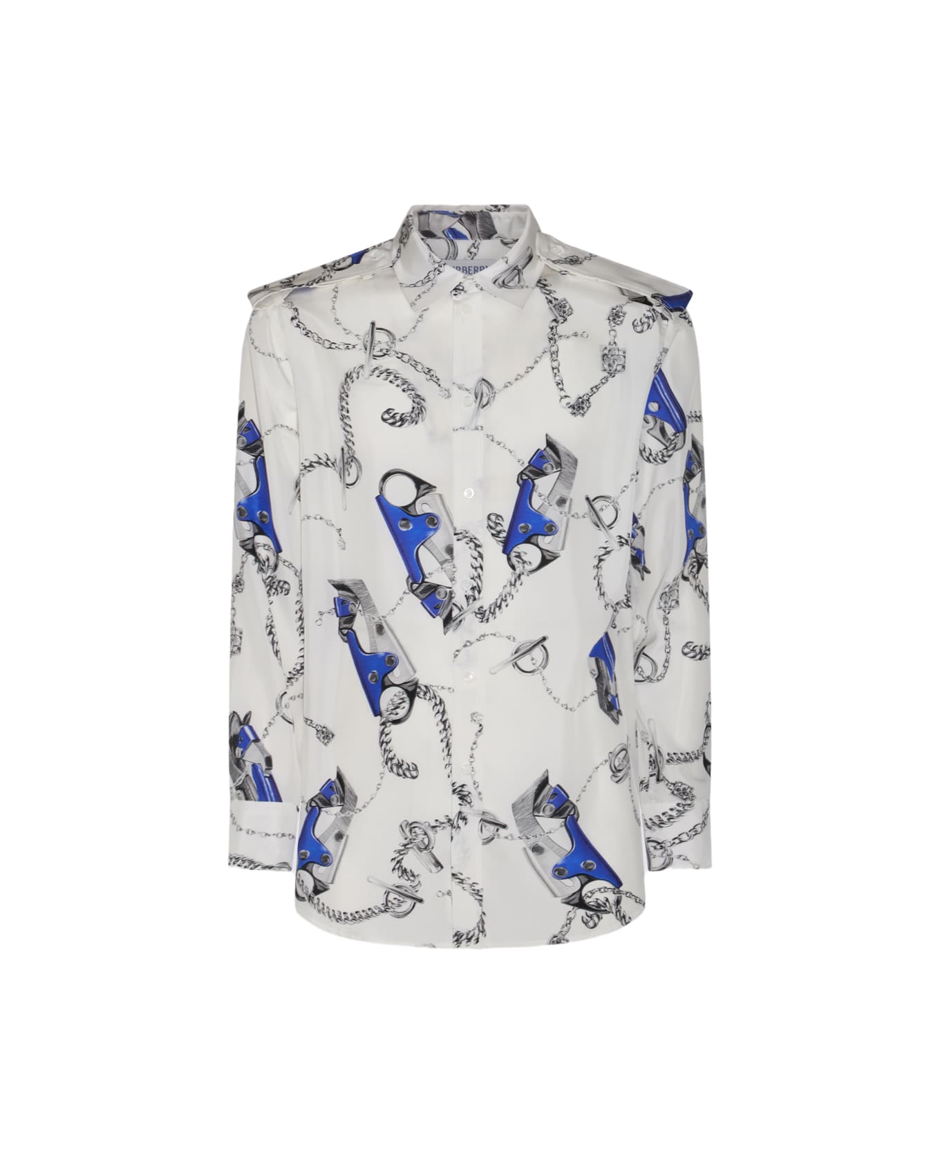 Burberry White And Blue Silk Shirt - Bianco シャツ