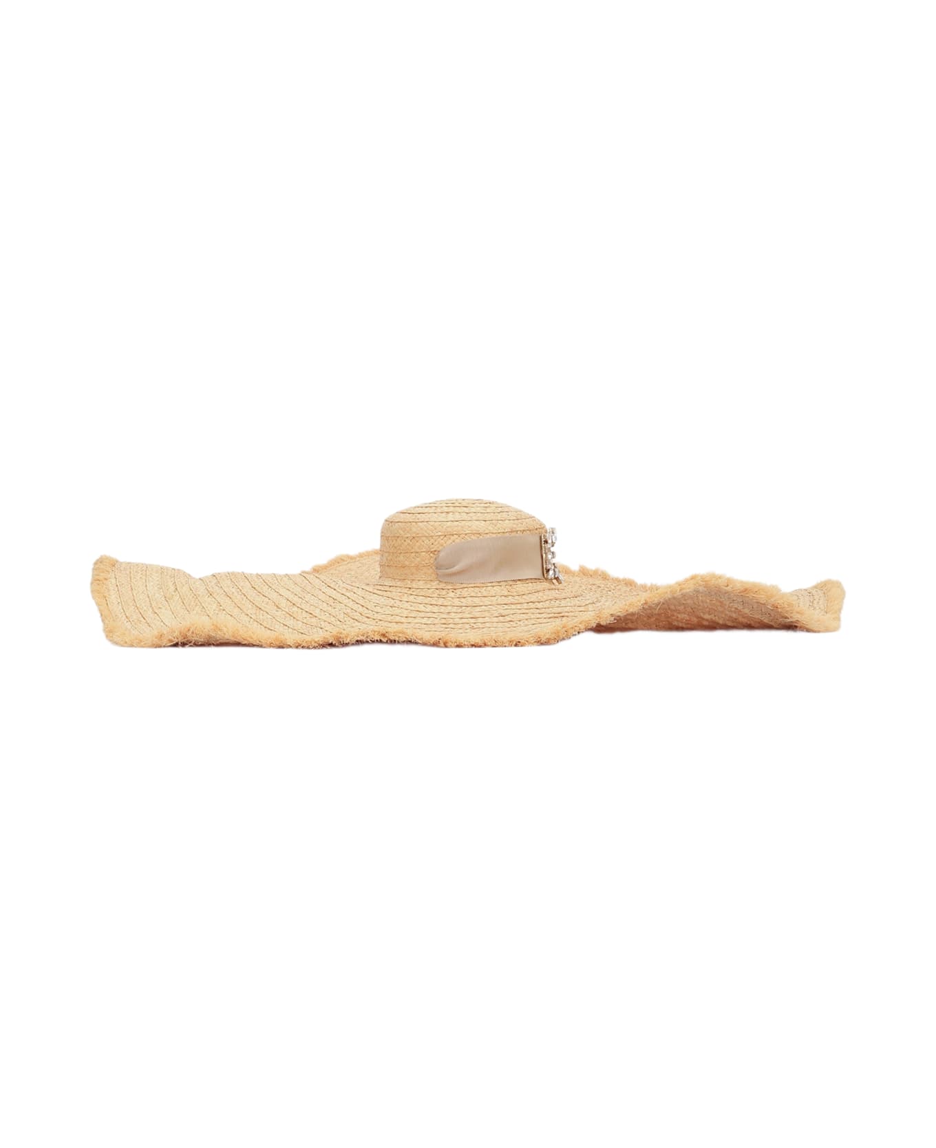 Roger Vivier Rv Broche Extra Rafia Hat - NATURALE