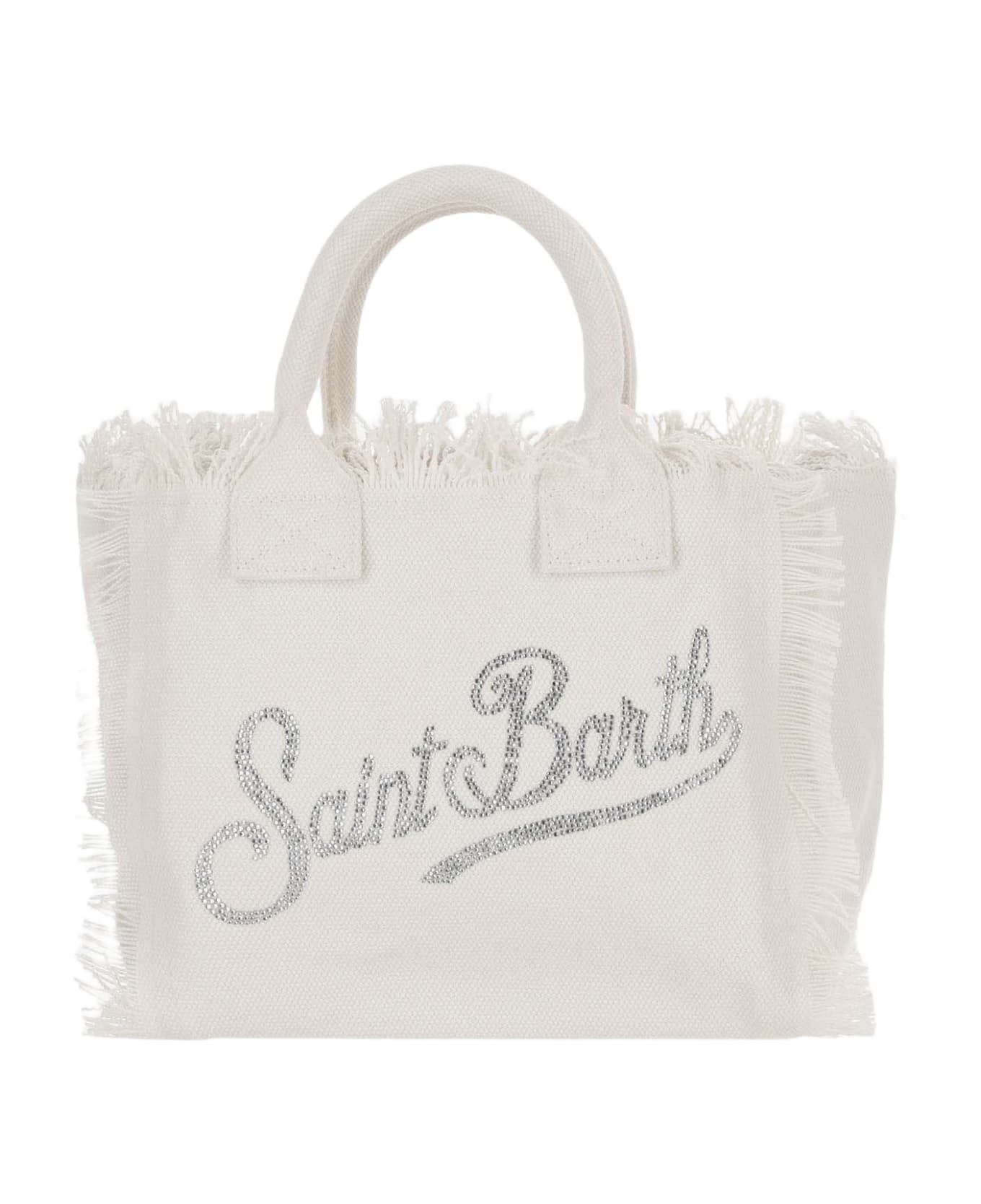 MC2 Saint Barth Colette Tote Bag With Rhinestone Logo - White