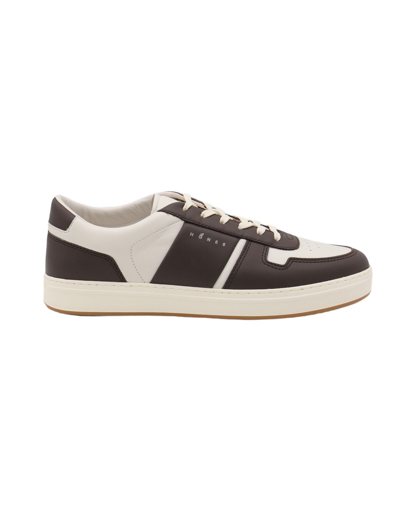 Hogan Brown Leather Sneakers - BROWN-white