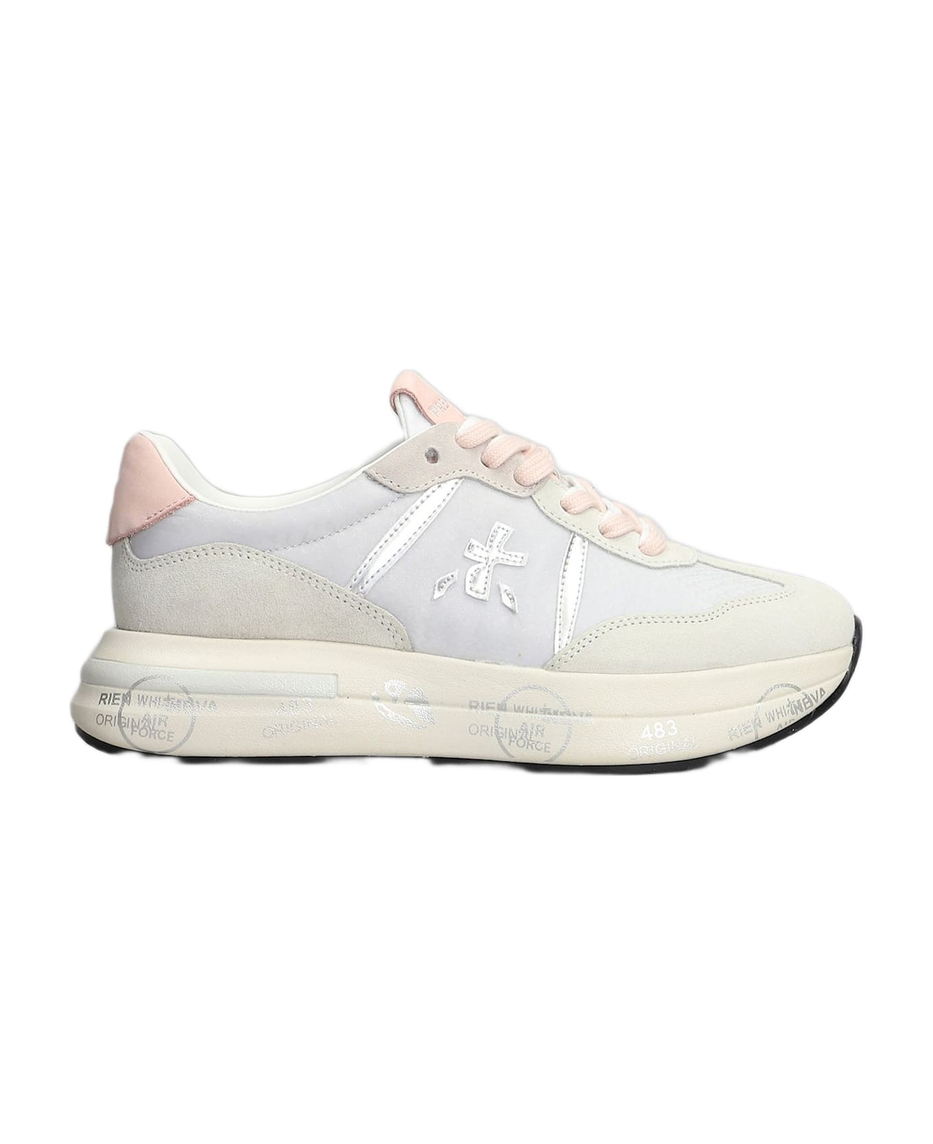 Premiata Cassie Sneakers In Grey Suede And Fabric - grey