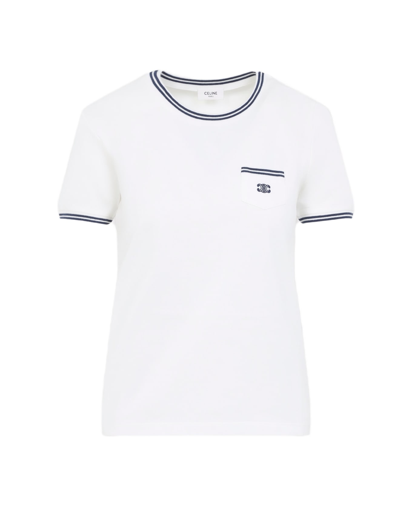 Celine 70s Pocket Triomphe T-shirt - Ma Off White Navy