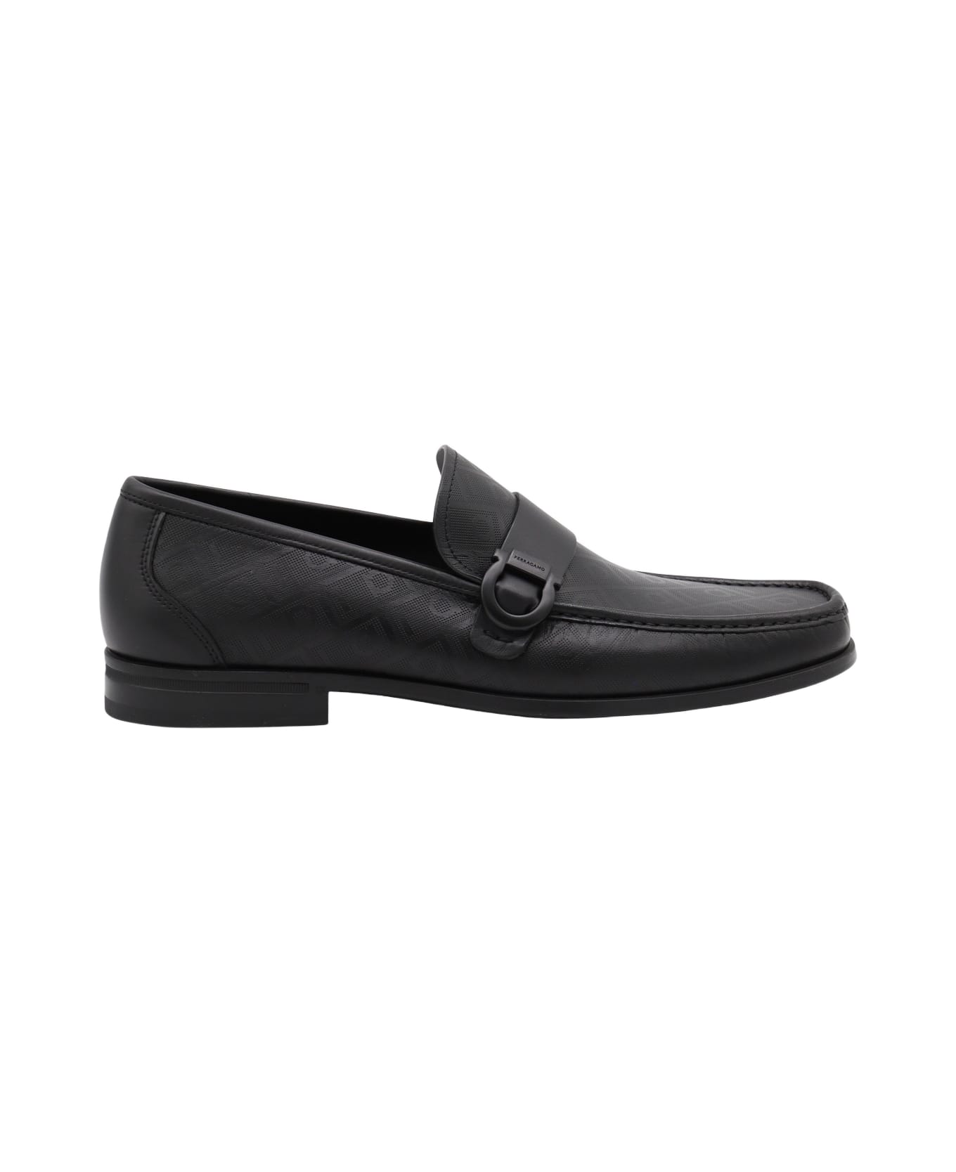 Ferragamo Black Leather Caspian Loafers - Black
