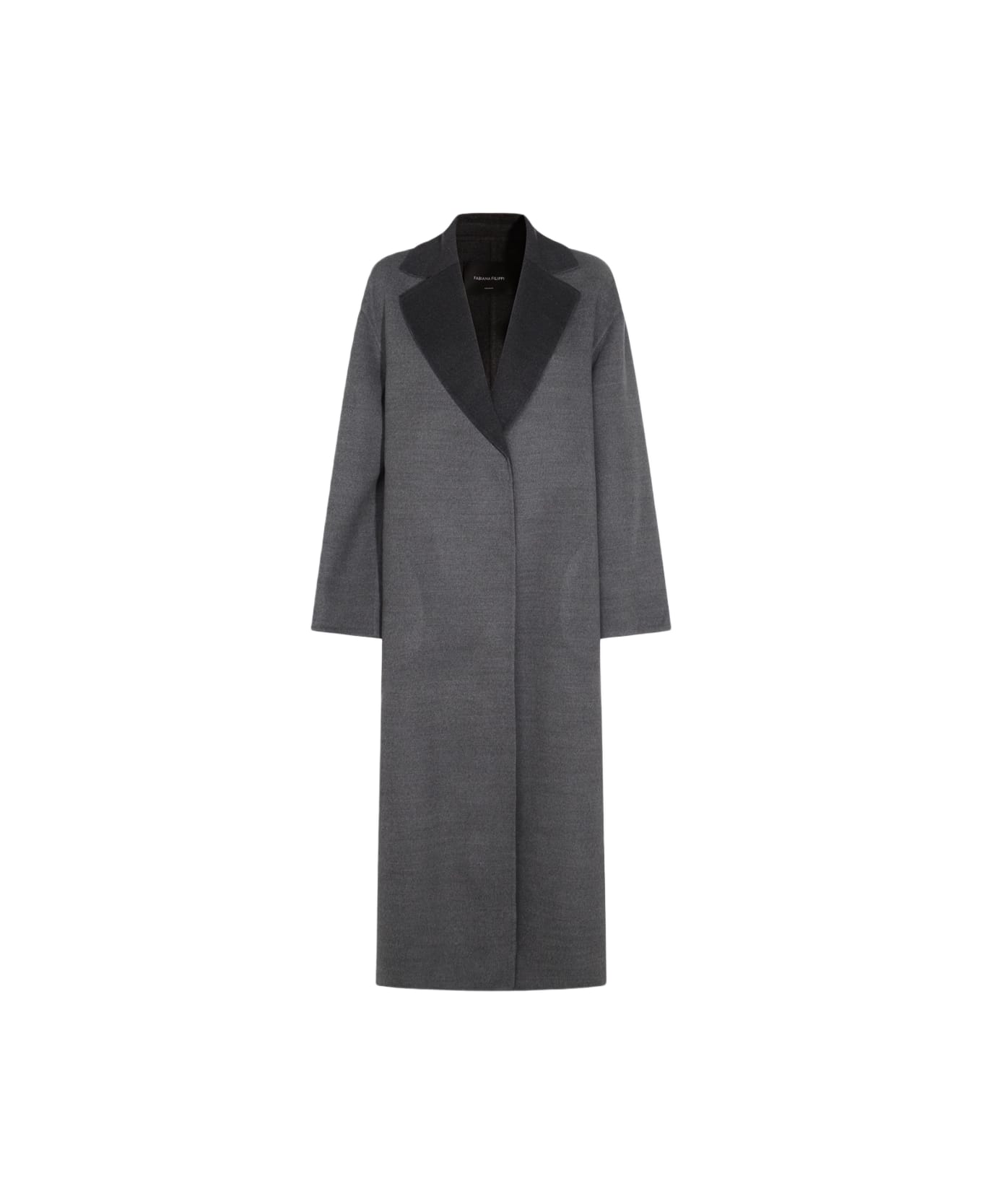 Fabiana Filippi Grey Wool Coat - ROCCIA/ANTRACITE