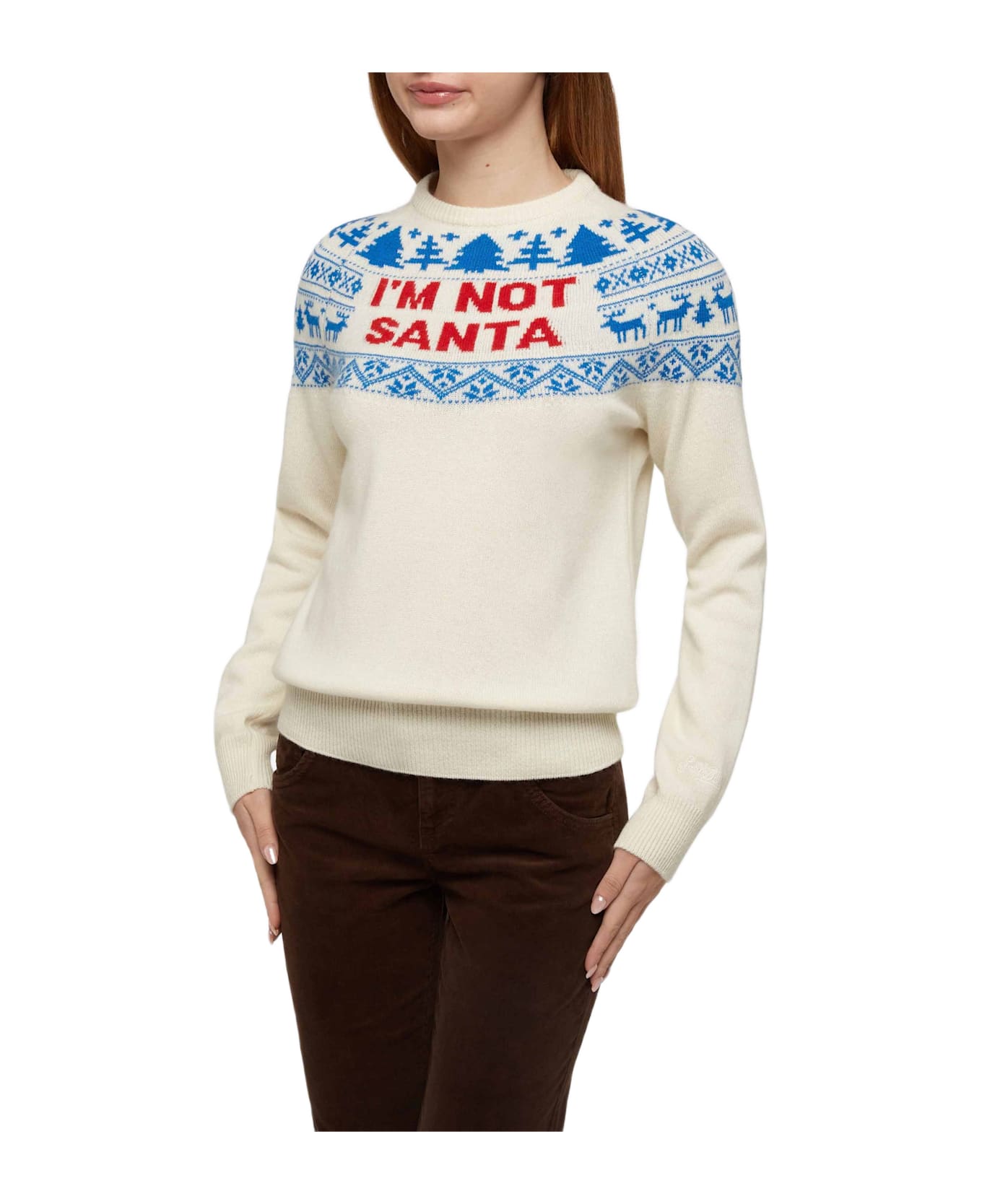 MC2 Saint Barth White Sweater New Queen With I
m Not Santa Jacquard