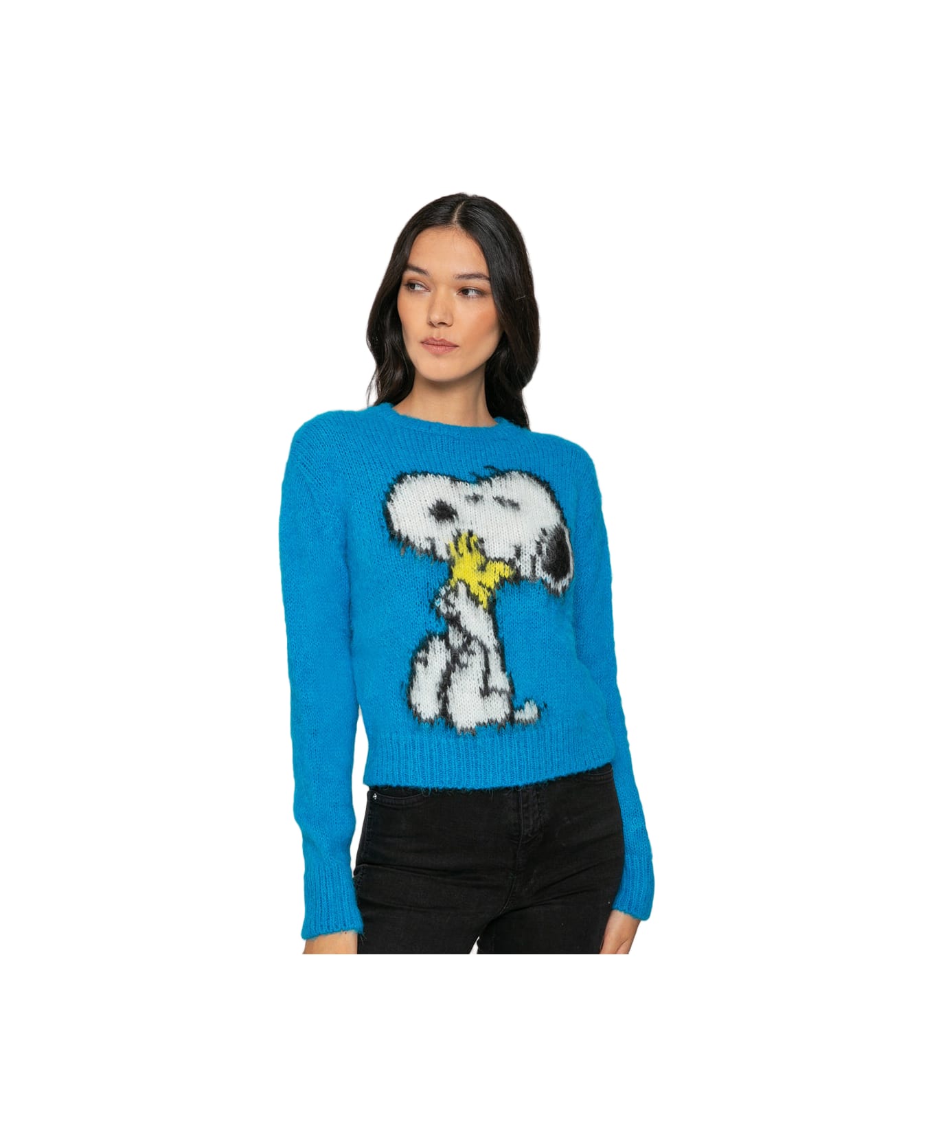 MC2 Saint Barth Woman Brushed Sweater With Snoopy Print | Snoopy - Peanuts Special Edition - BLUE