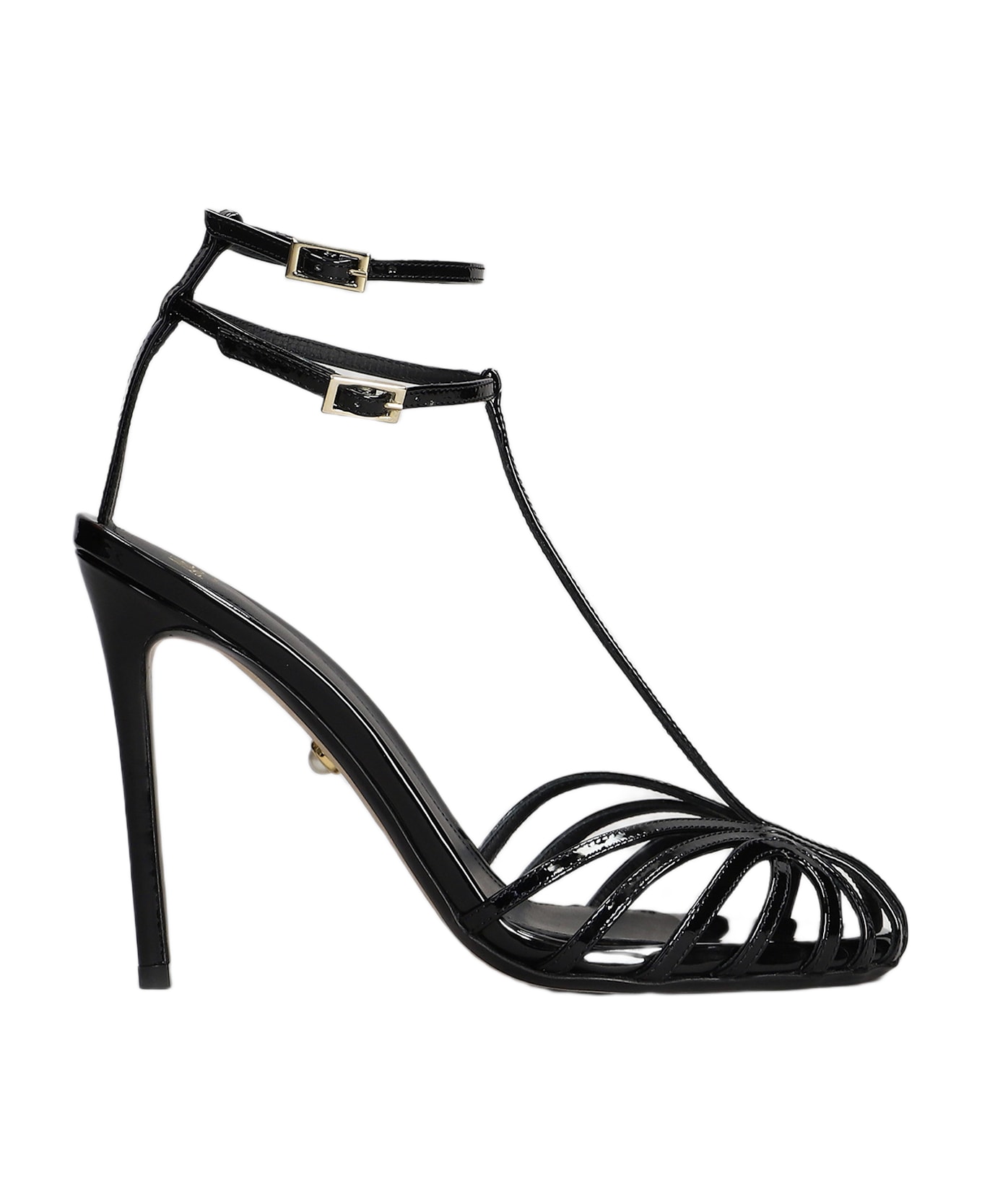 Alevì Stella 110 Sandals In Black Patent Leather - black