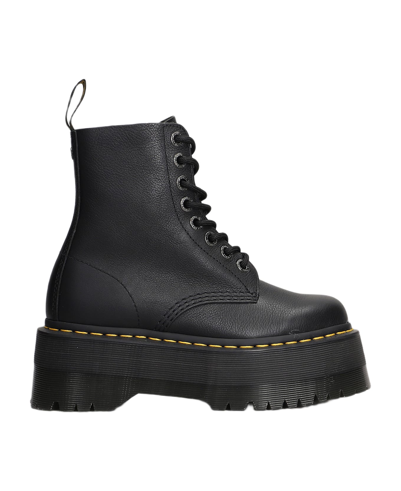 Dr. Martens 1460 Pascal Max Combat Boots In Black Leather - Black