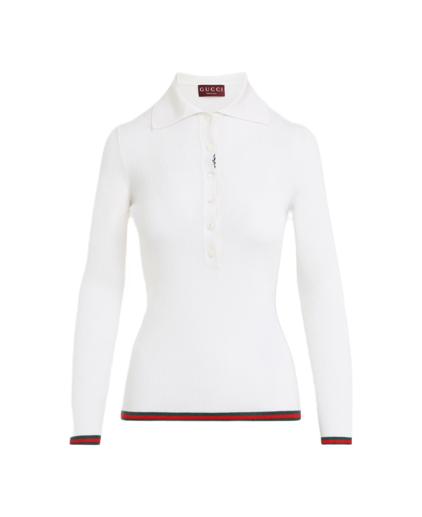 Gucci Cashmere And Silkk Web Polo - White