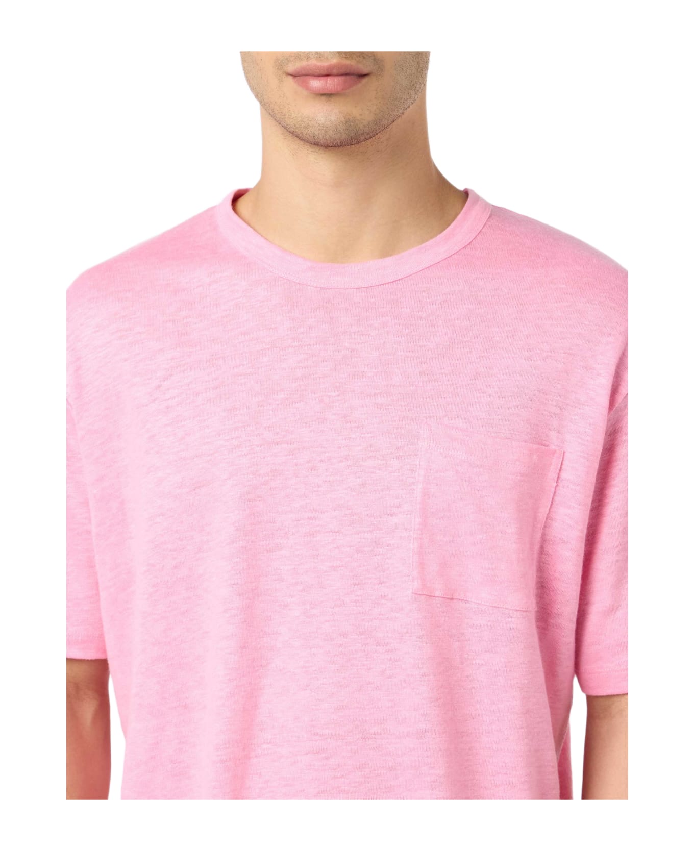 MC2 Saint Barth Man Pink Linen Jersey T-shirt Ecstasea With Pocket - PINK