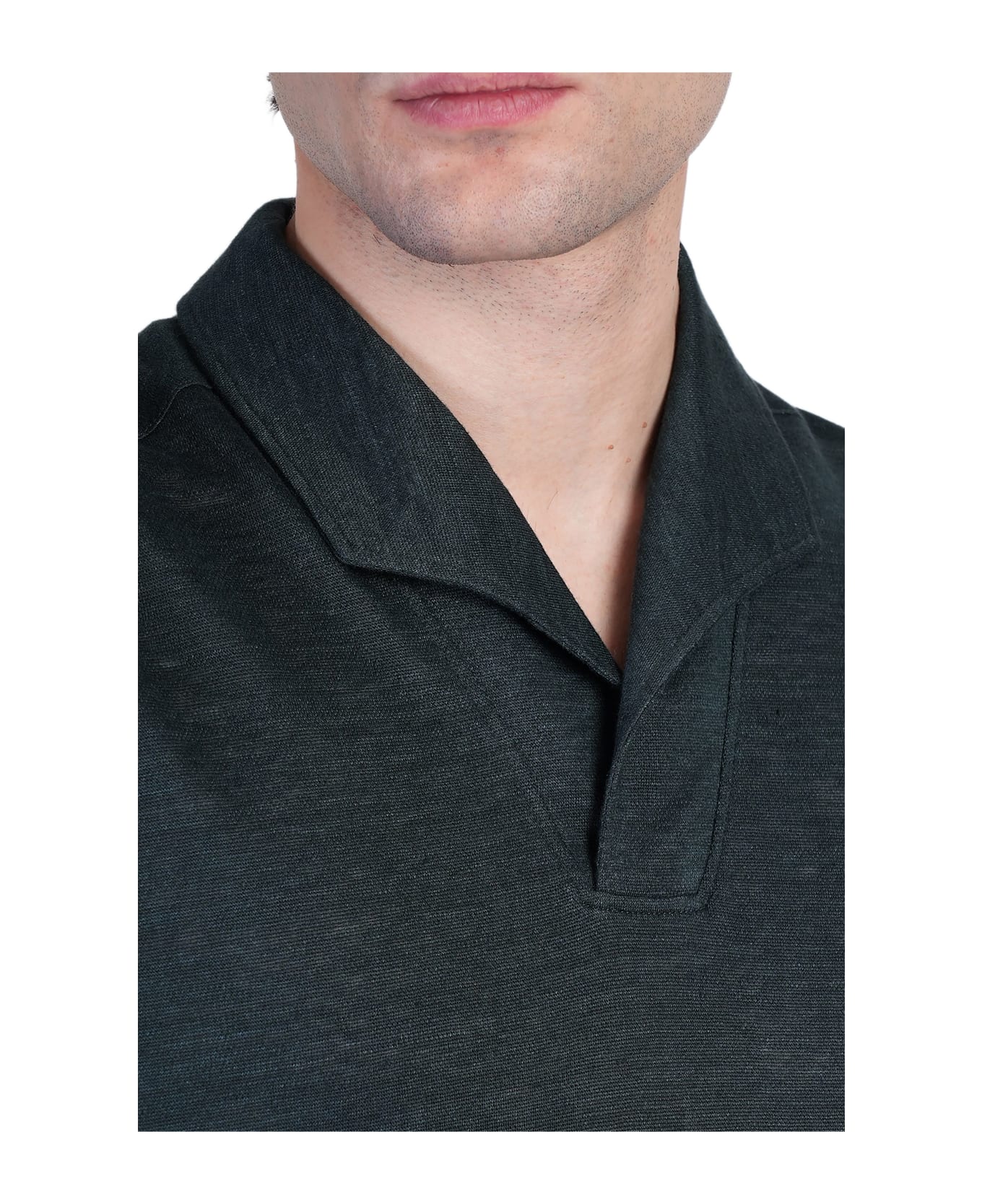 Zegna Polo In Green Linen - green