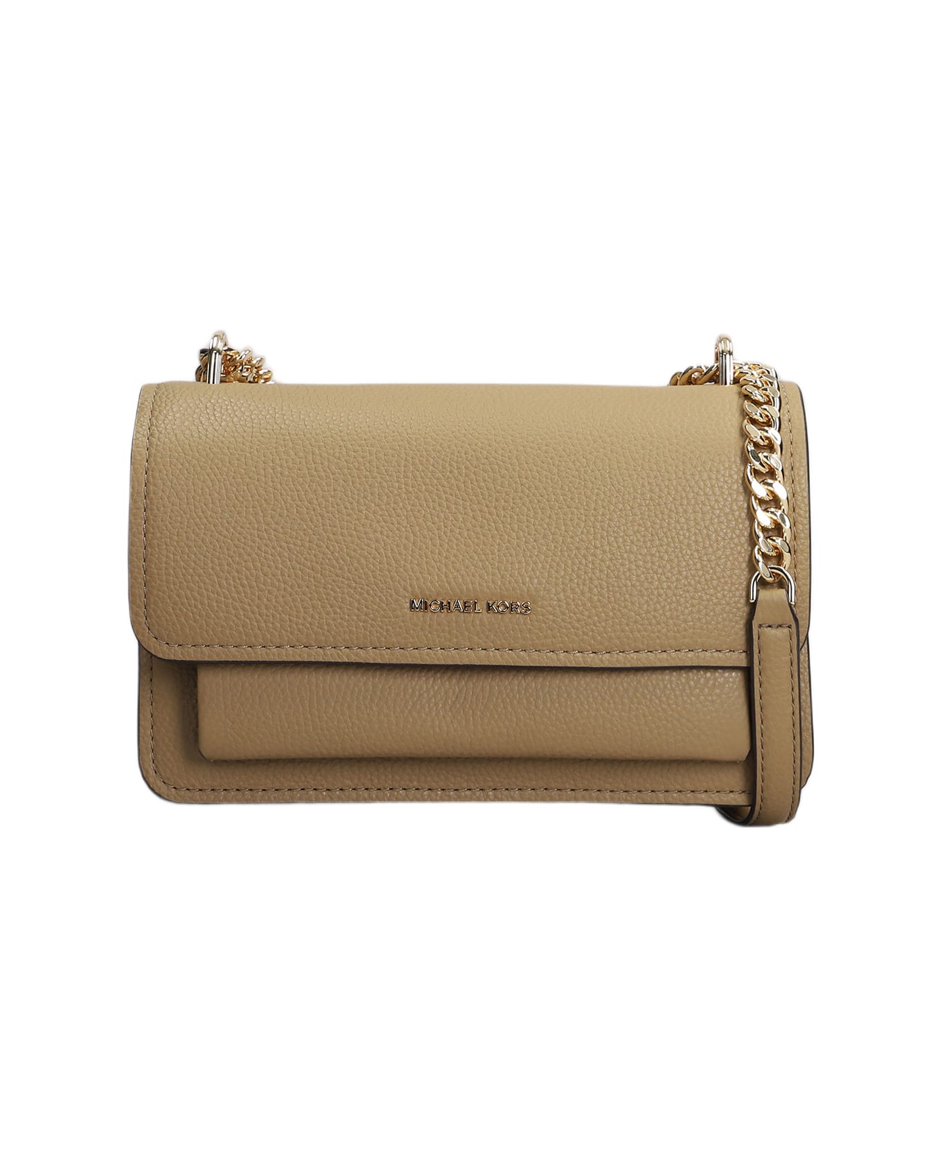 Michael Kors Claire Shoulder Bag In Taupe Leather - taupe