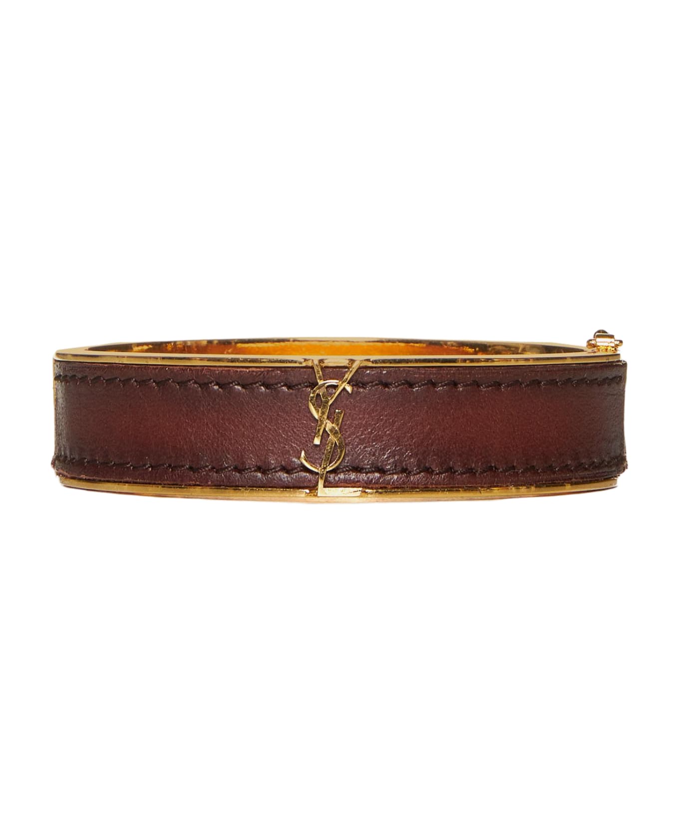 Saint Laurent Leather And Metal Bracelet - DARK BROWN CHOCO ブレスレット