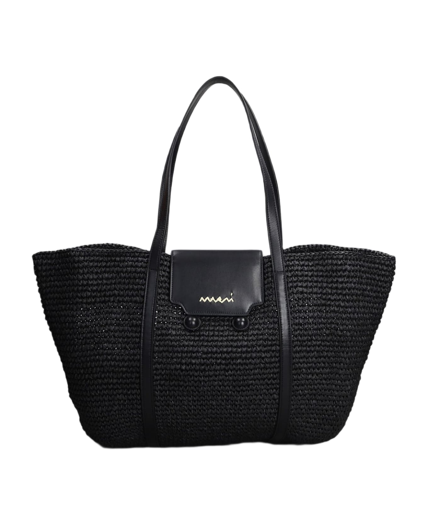Marni Trunkaroo Tote In Black Raffia - black