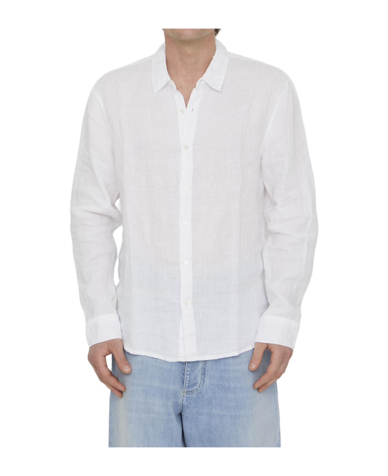 James Perse White Linen Shirt - WHITE
