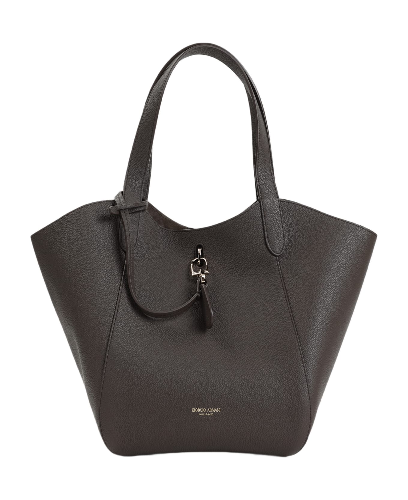 Giorgio Armani Calf Leather Shoulder Bag - Mud
