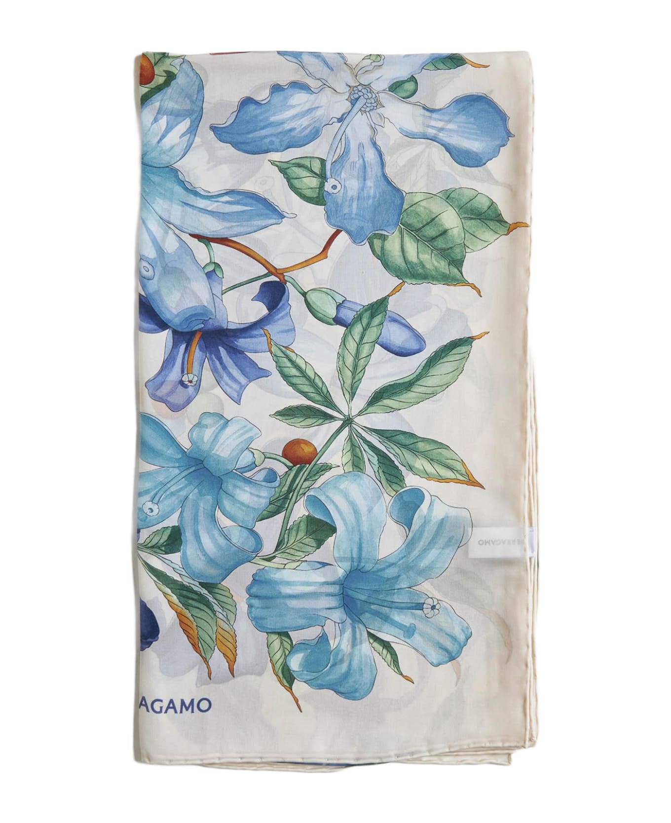 Ferragamo Floral Print Silk Scarf - White