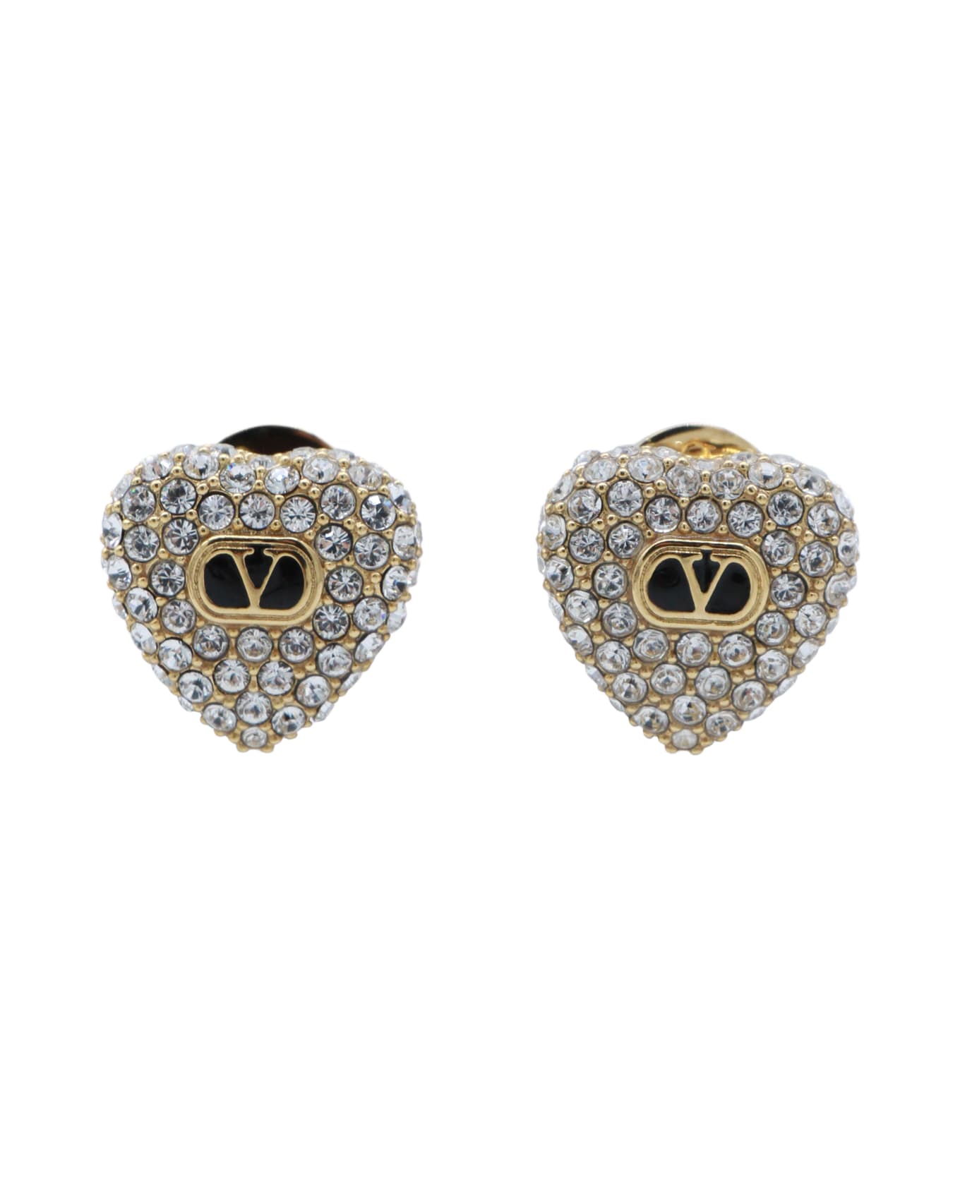 Valentino Garavani Black And Gold Metal Earrings