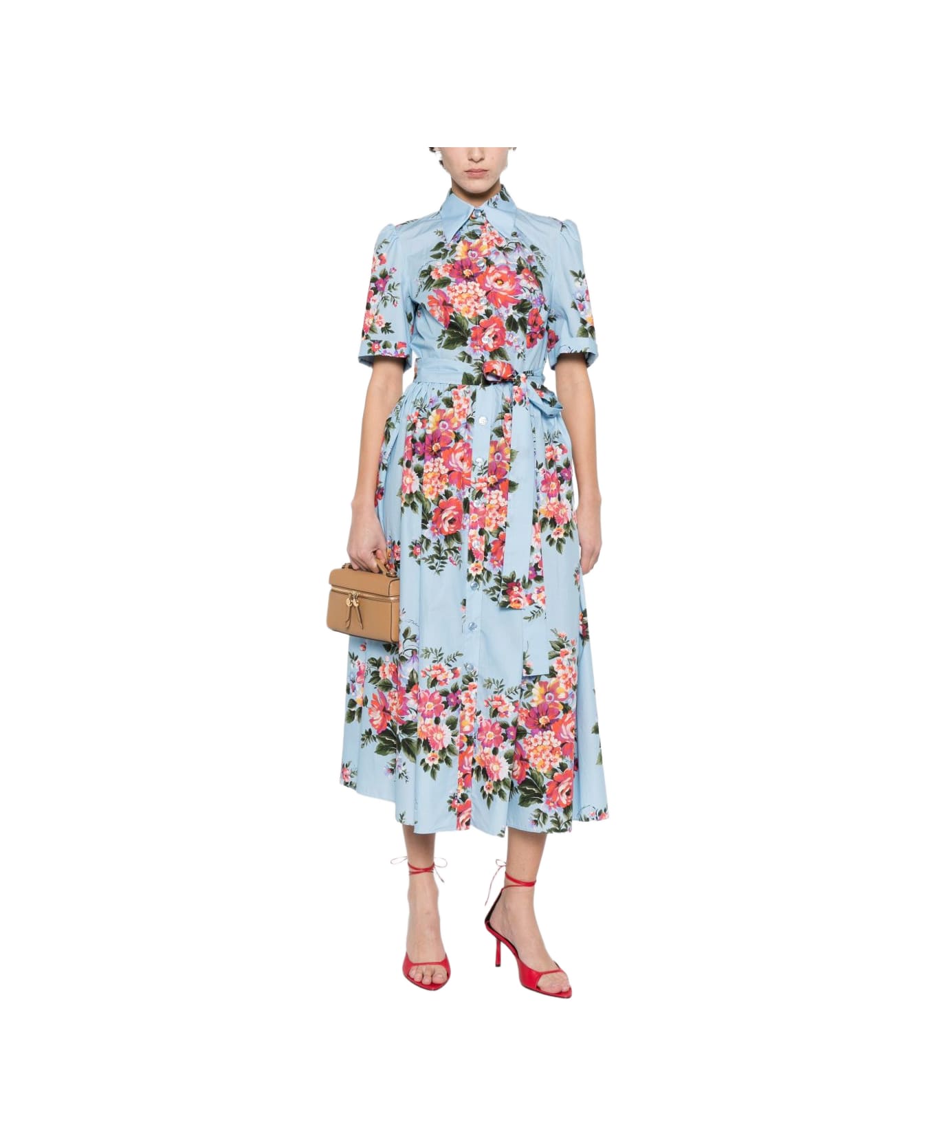 Dolce & Gabbana Flower Print Midi Dress - Clear Blue