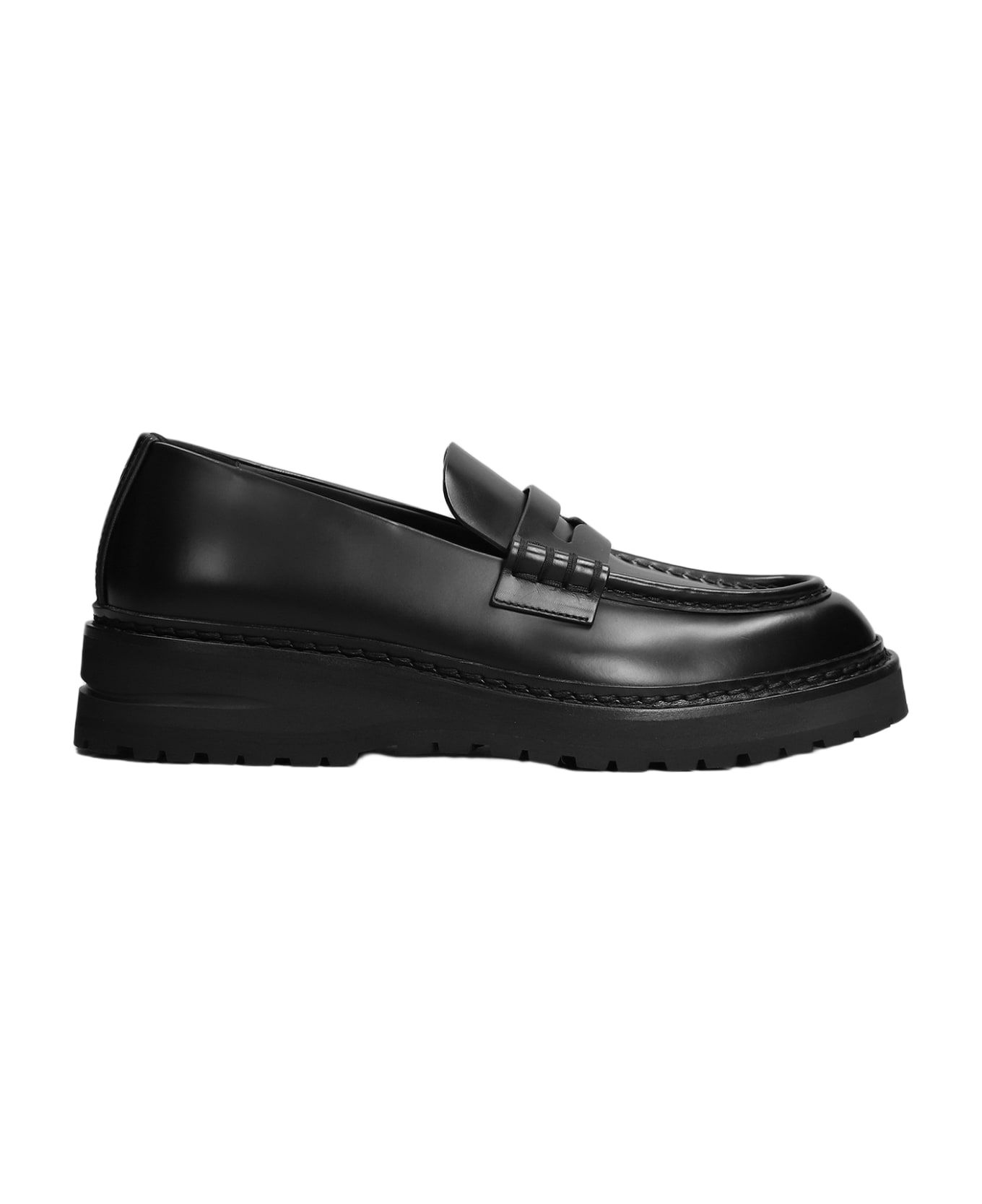 Giorgio Armani Loafers In Black Leather - C Nero