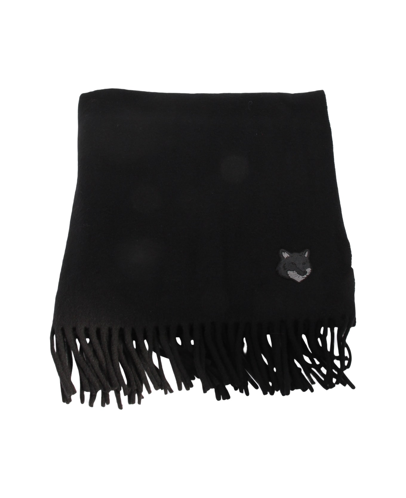 Maison Kitsuné Black Wool Scarf - Black スカーフ