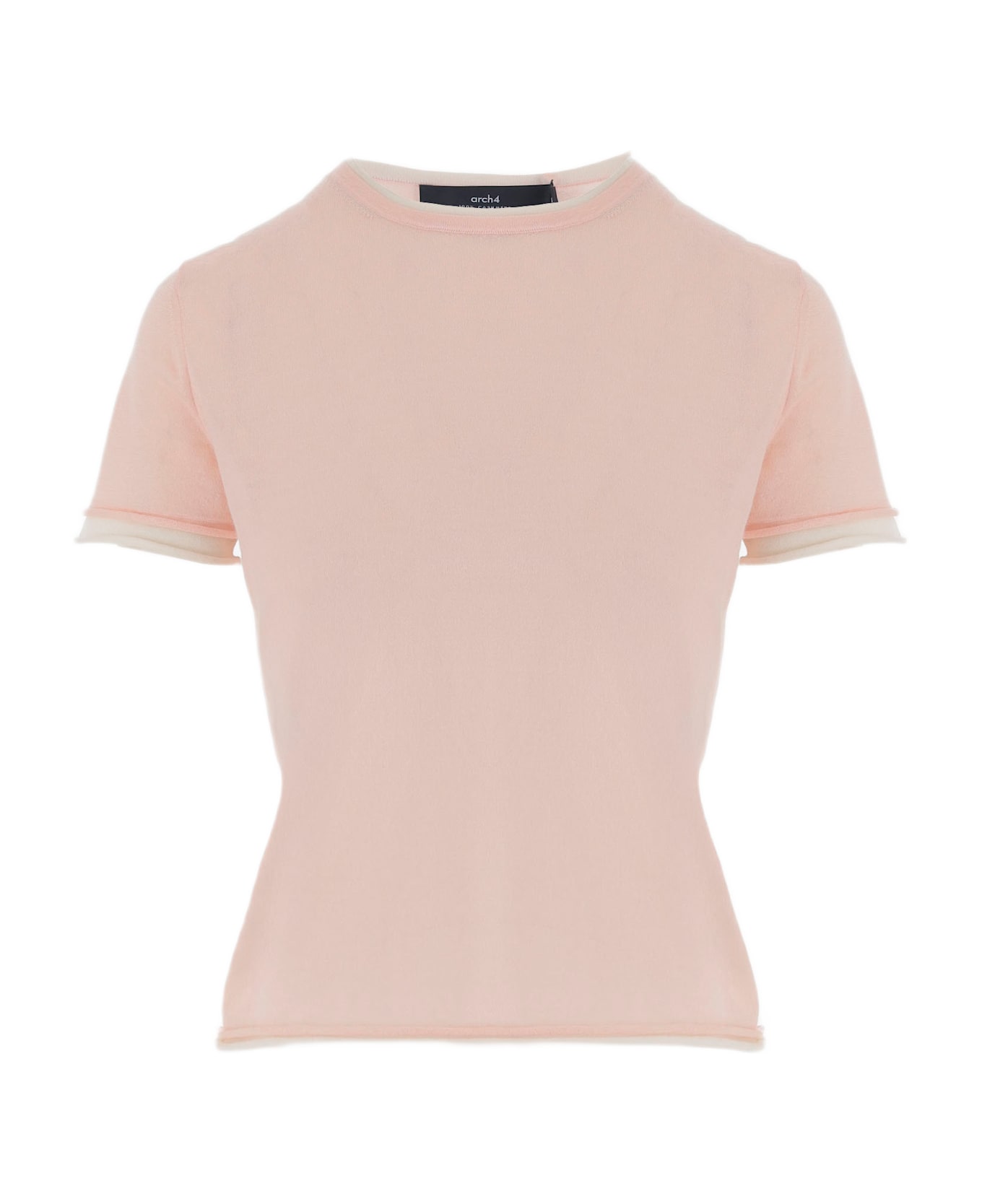 arch4 Cashmere T-shirt With Contrasting Edging - Pink