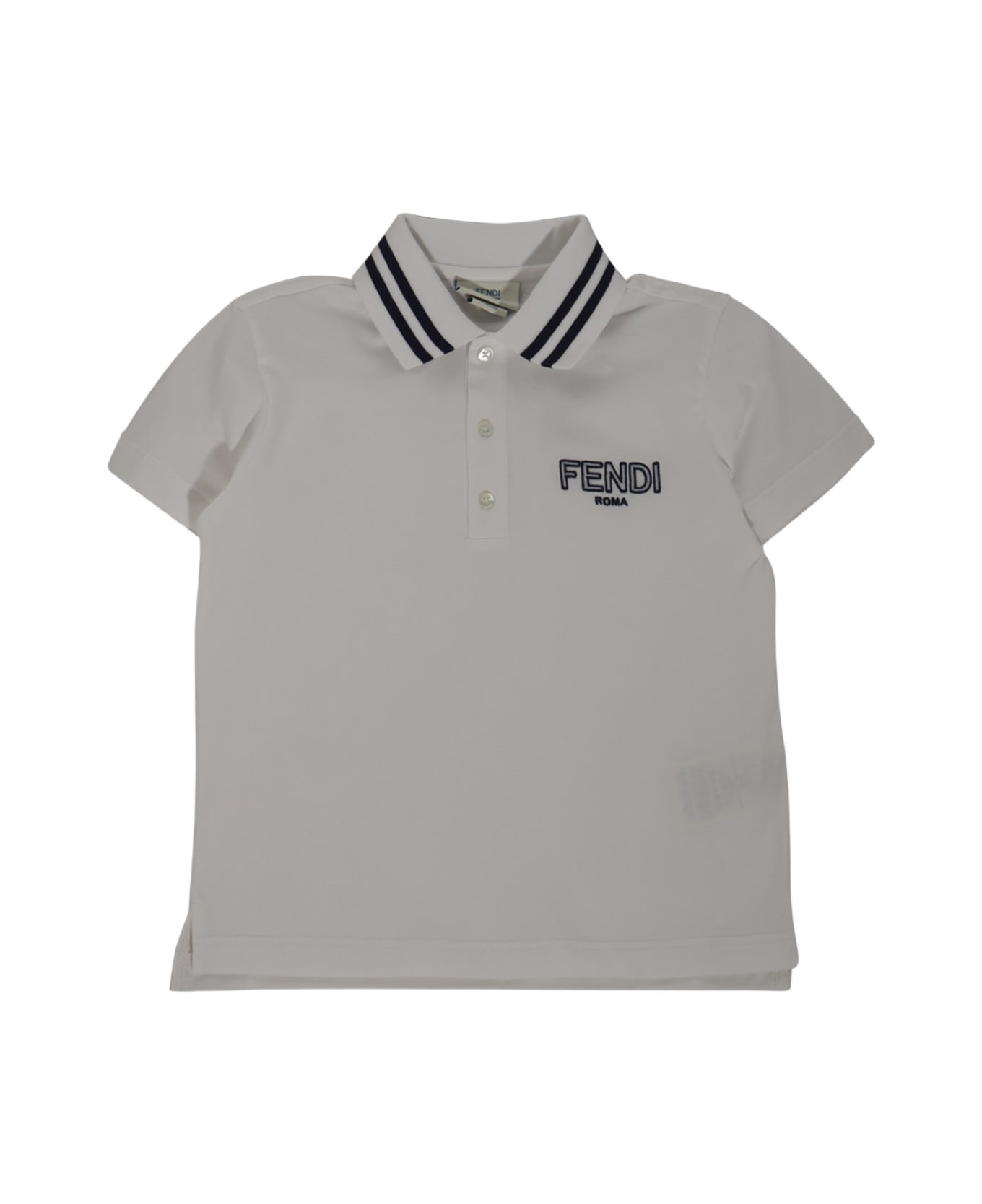 Fendi Grey Cotton Polo Shirt - Bianco