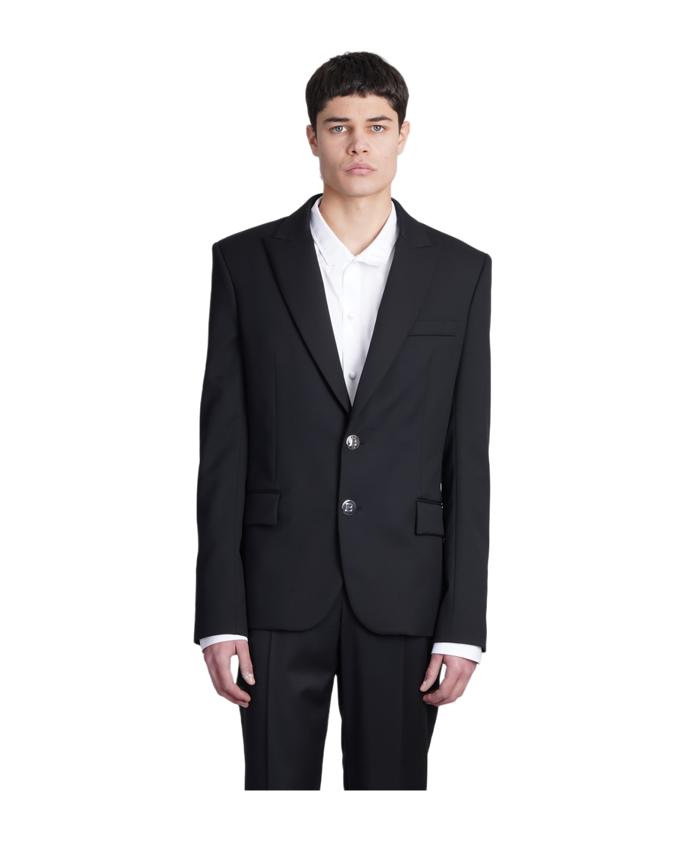 Balmain Classic Jacket In Black Wool - black