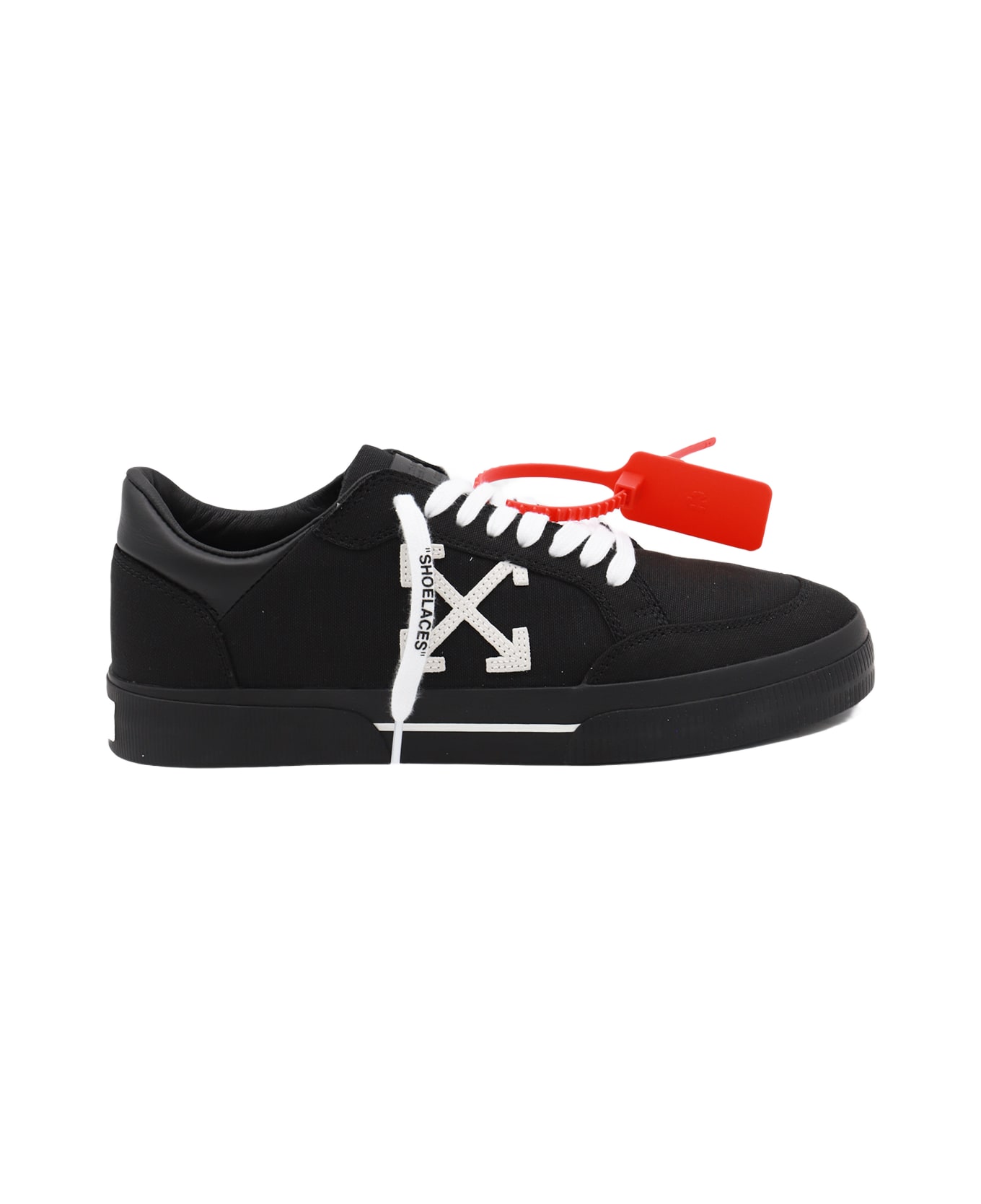 Off-White Black Cotton Sneakers - Black/white
