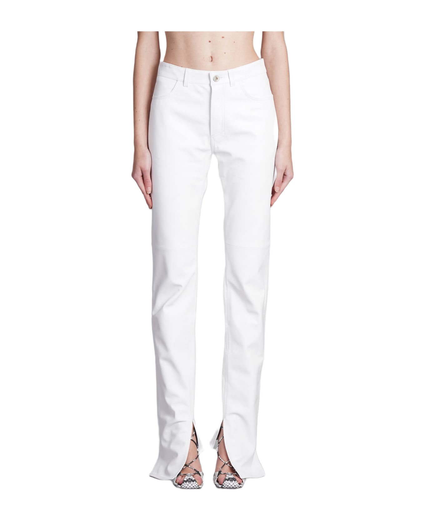 The Attico Pants In White Leather - white