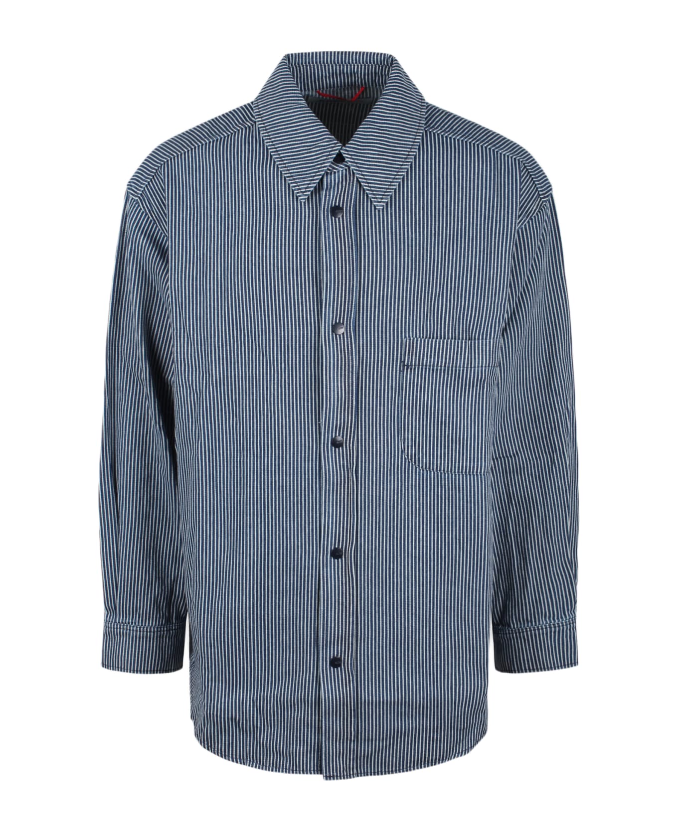 Autry Oversize Cotton Denim Striped Shirt - Blue
