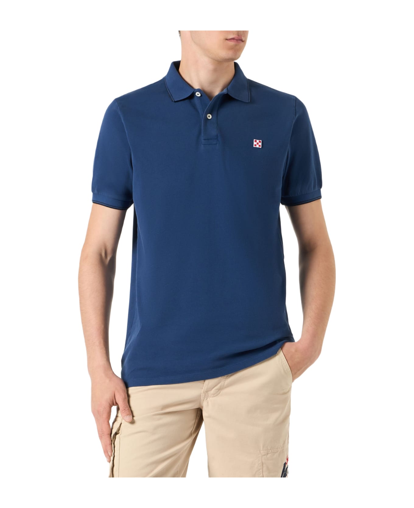 MC2 Saint Barth Blue Denim Piquet Polo With St. Barth Logo - BLUE