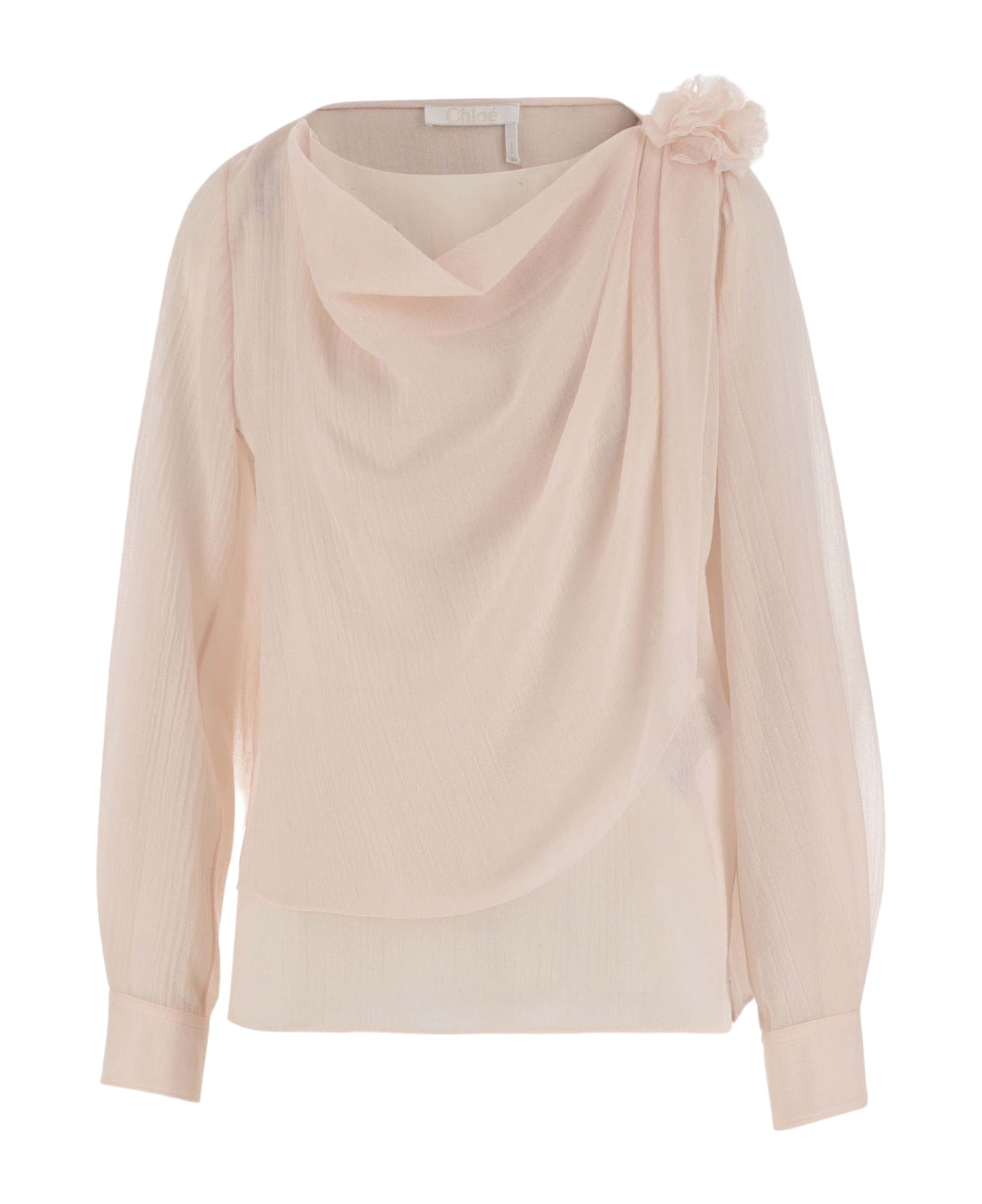 Chloé Draped Top With Boat Neckline - Pink