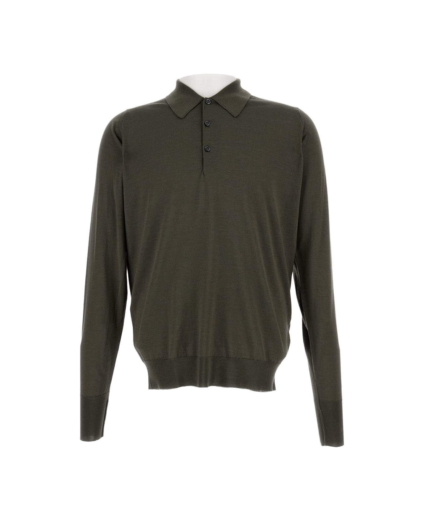 John Smedley Long Sleeves Polo - Green