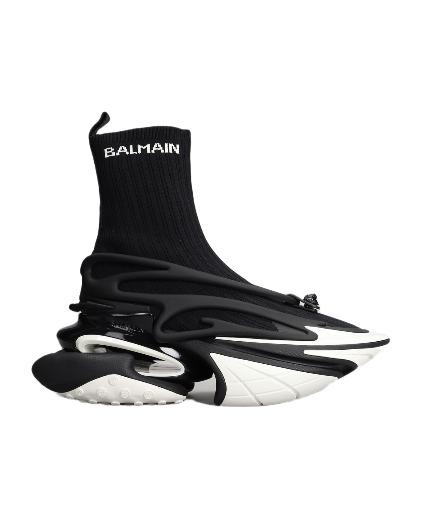 Balmain Unicorn High Top Sneakers In Black Polyester - black