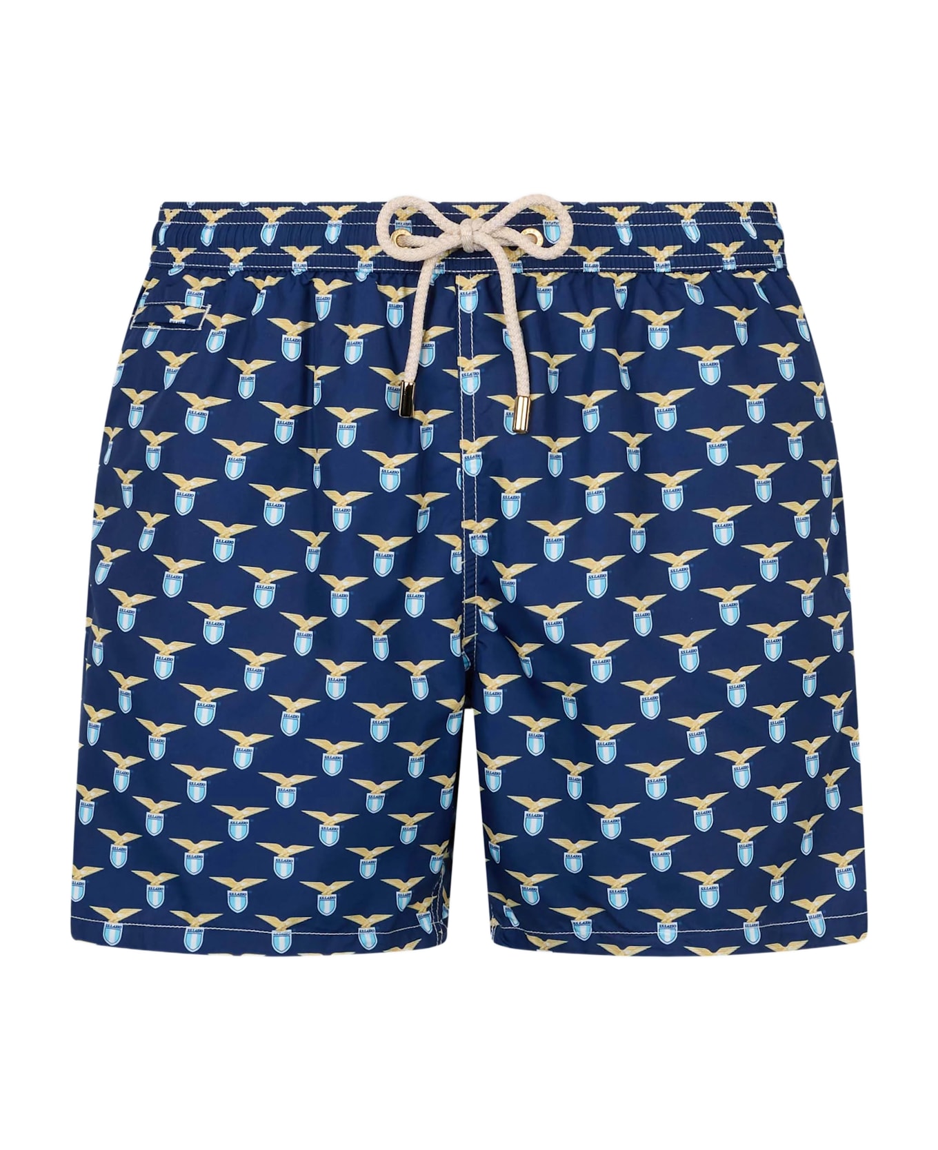 MC2 Saint Barth Man Lightweight Fabric Swim Shorts With Lazio Logo Print | Ss Lazio Special Edition - BLUE