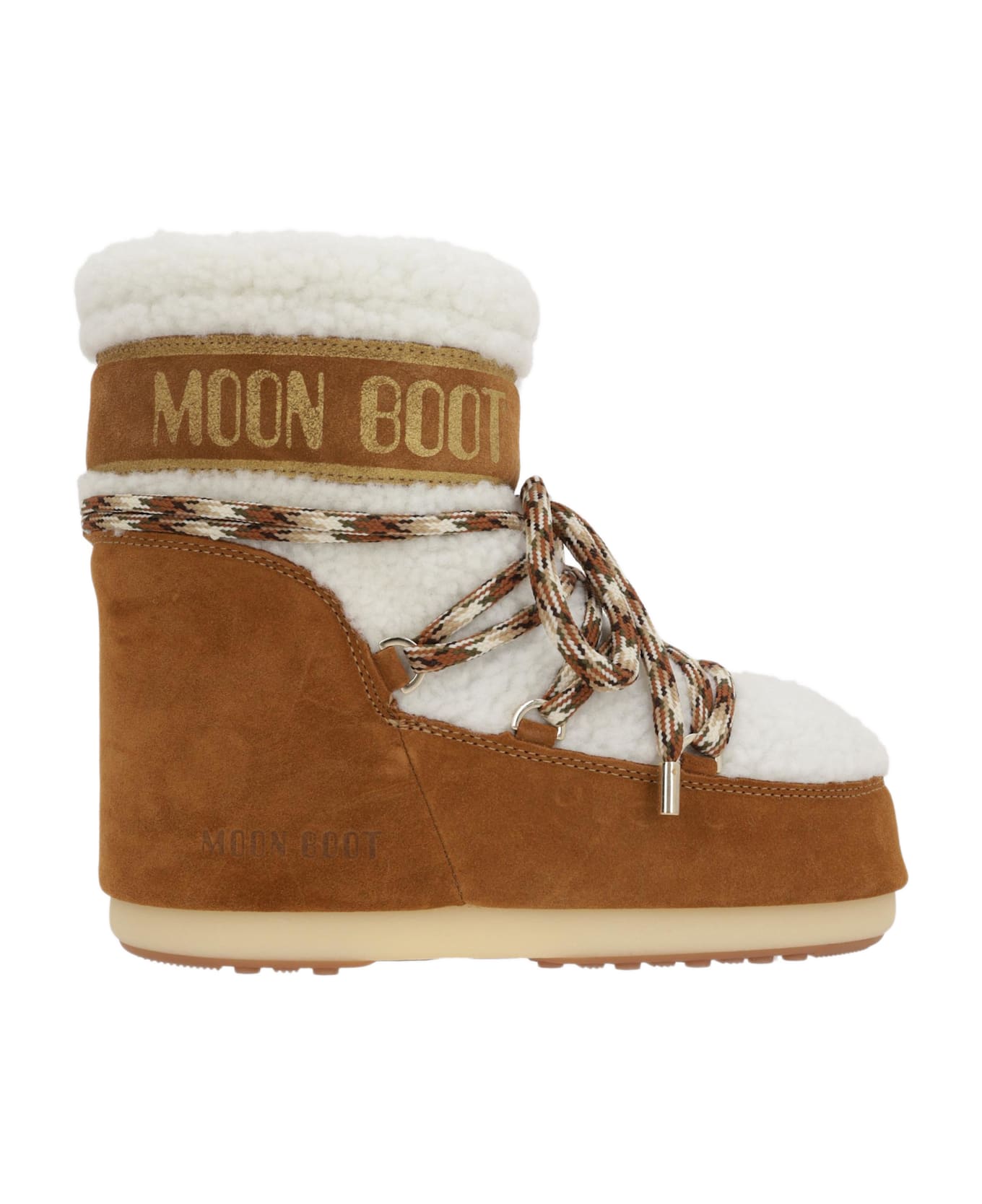 Moon Boot Mb Icon Low Suede And Shearling Snow Boots - Whisky/ off white