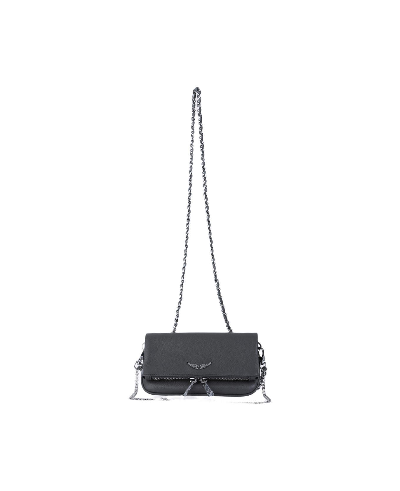Zadig 
Voltaire Black Leather Rock Nano Shoulder Bag - ROAD SILVER