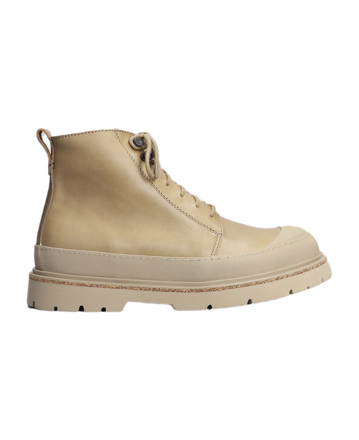 Birkenstock Prescott Combat Boots In Taupe Leather - Nude & Neutrals