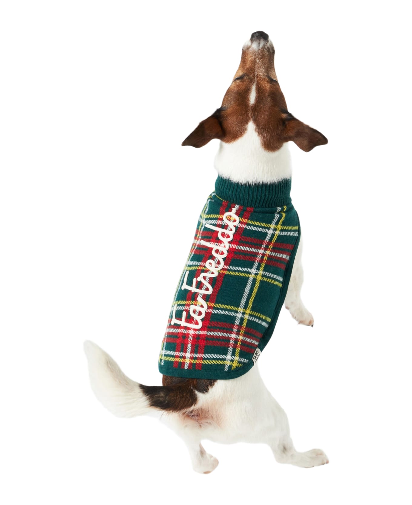 MC2 Saint Barth Dog Sweater With Tartan Jacquard - GREEN