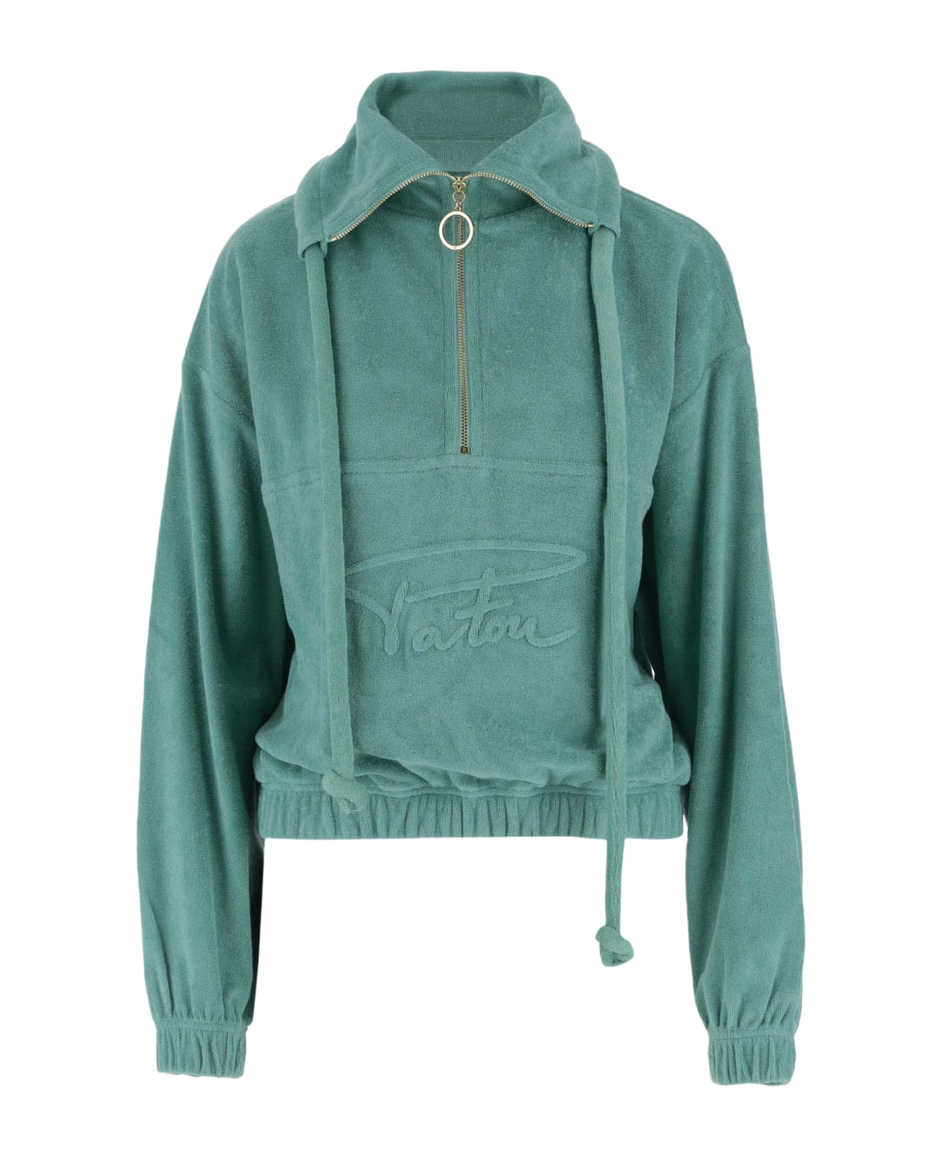 Patou Cotton Sweatshirt With Embossed Patou Signature - Green ニットウェア