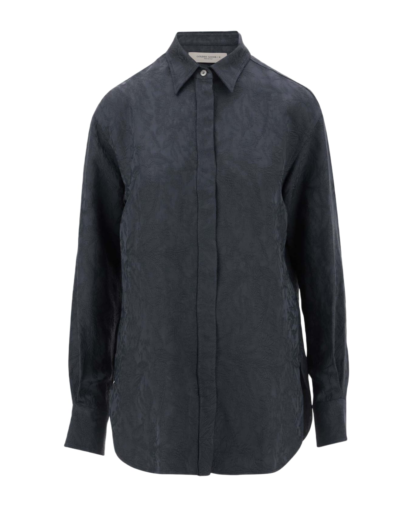 Golden Goose Viscose Shirt With All-over Embroidery - Blue シャツ
