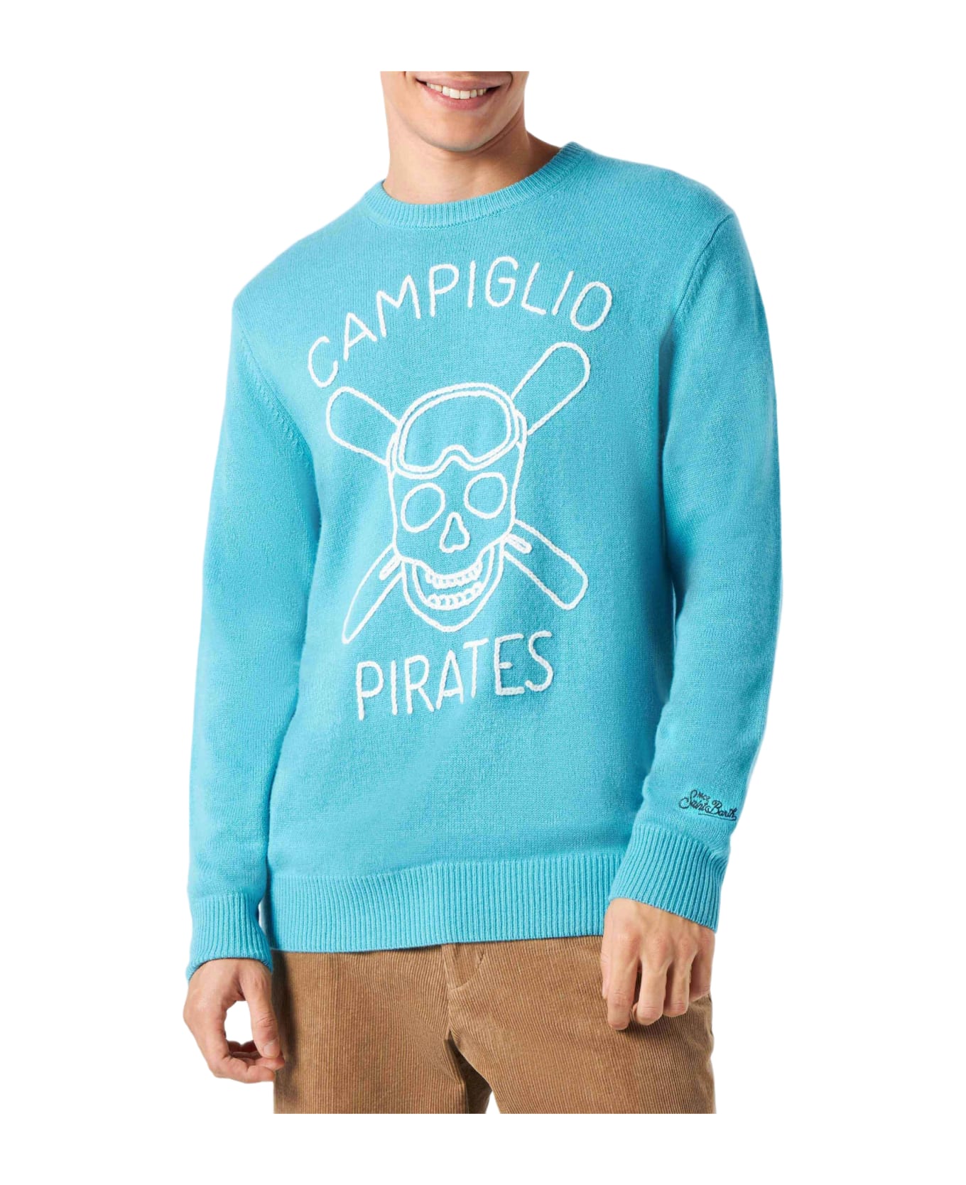 MC2 Saint Barth Man Sweater With Campiglio Pirates Embroidery - BLUE